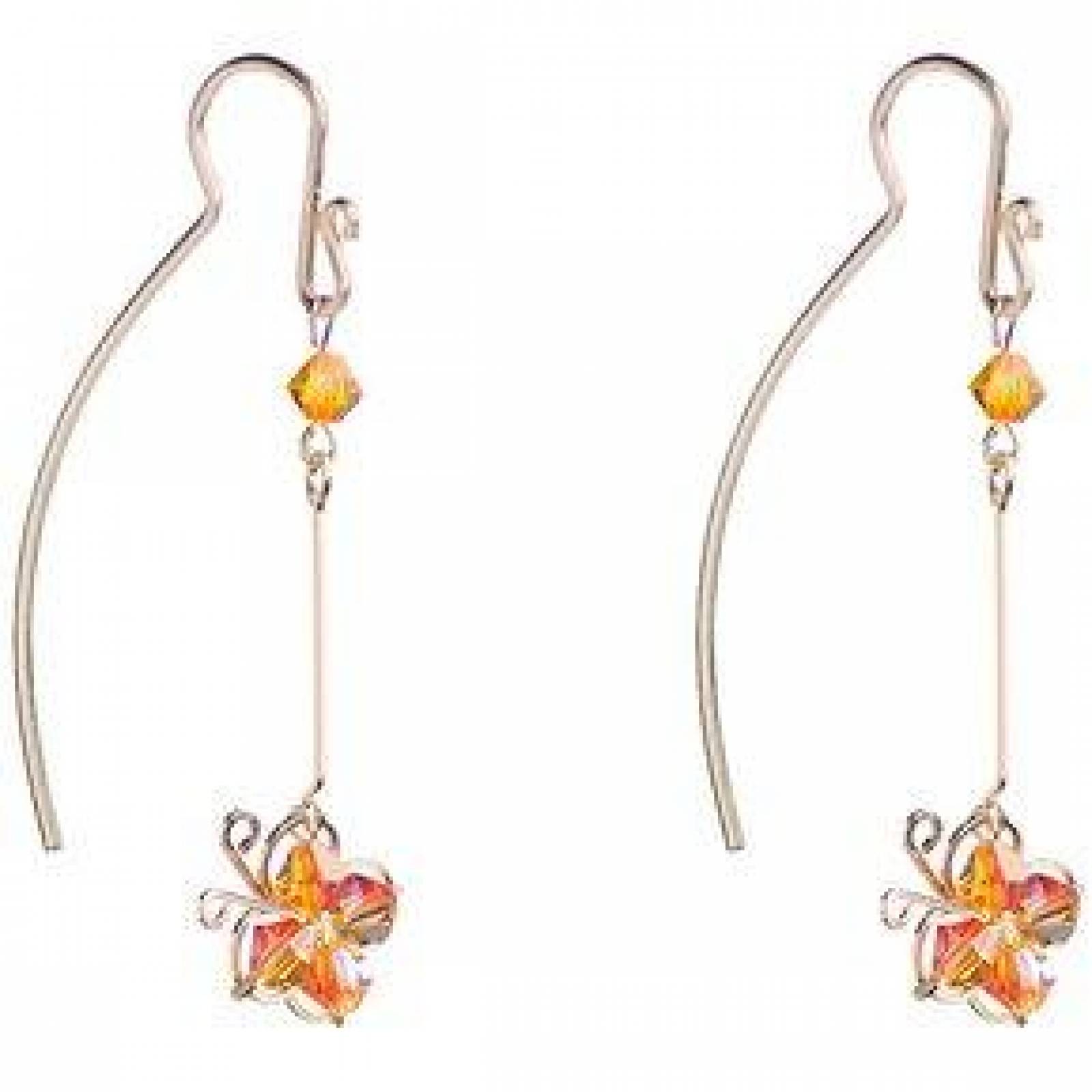 Aretes Violador con Cristal Swarovski en Aleación con Oro 18k Largo 4cm