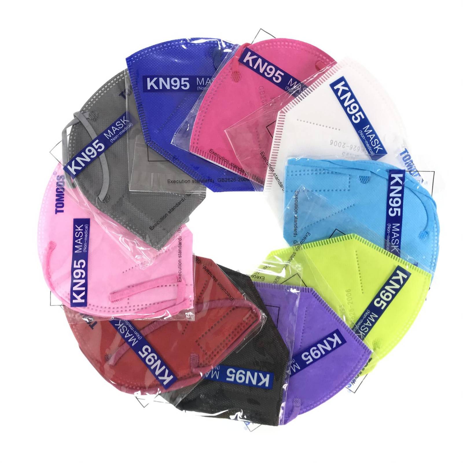 Kn95 Mascarillas Cubre Bocas Calidad Lavable Reutilizable Caja10pz