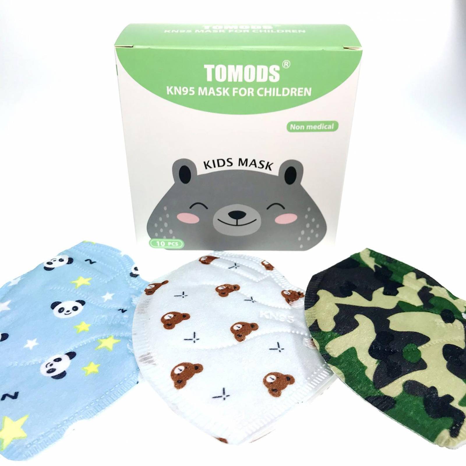 Cubrebocas Kn95 infantil Niño Mascarillas Tomods 10 Pzs Camuflaje