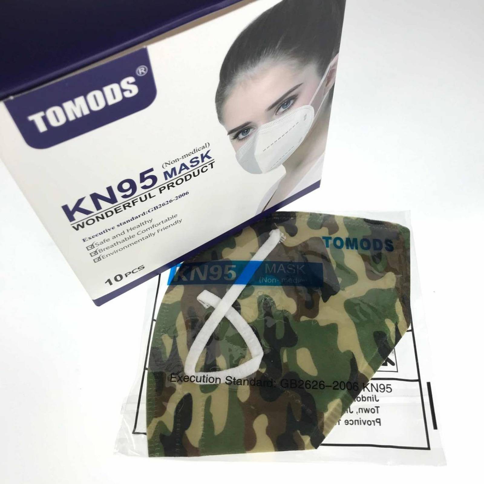 Kn95 Mascarillas Cubrebocas Lavables Caja10pz Colores Tomods Camuflaje