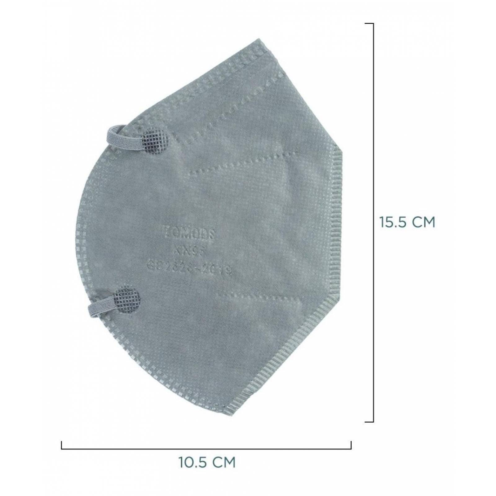 Kn95 Mascarillas Cubrebocas Lavables Caja10pz Colores Tomods Gris claro.