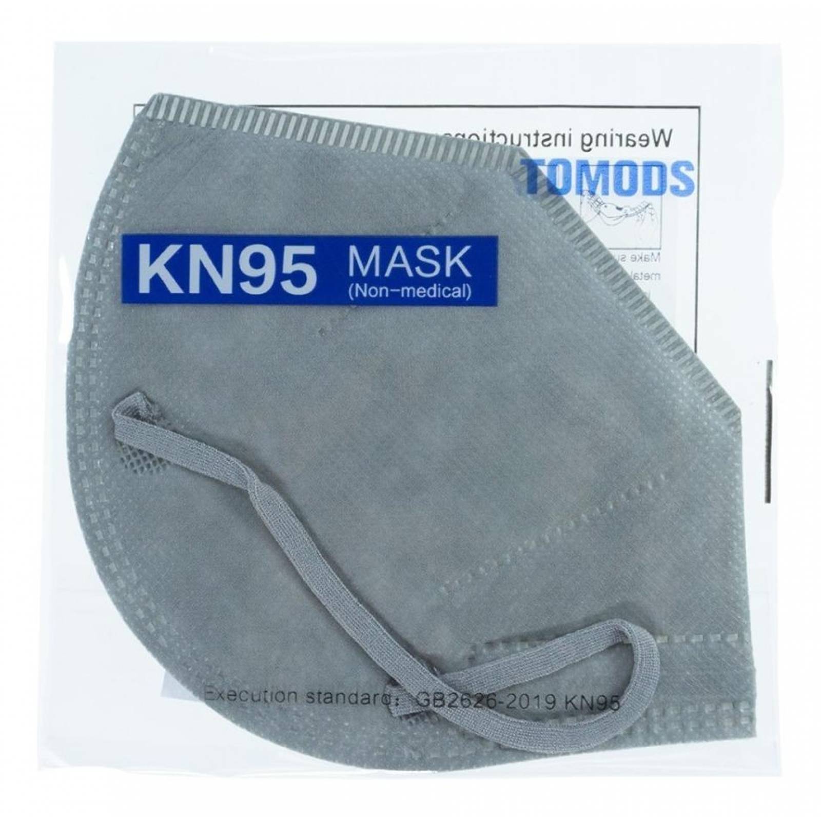 Kn95 Mascarillas Cubrebocas Lavables Caja10pz Colores Tomods Gris claro.