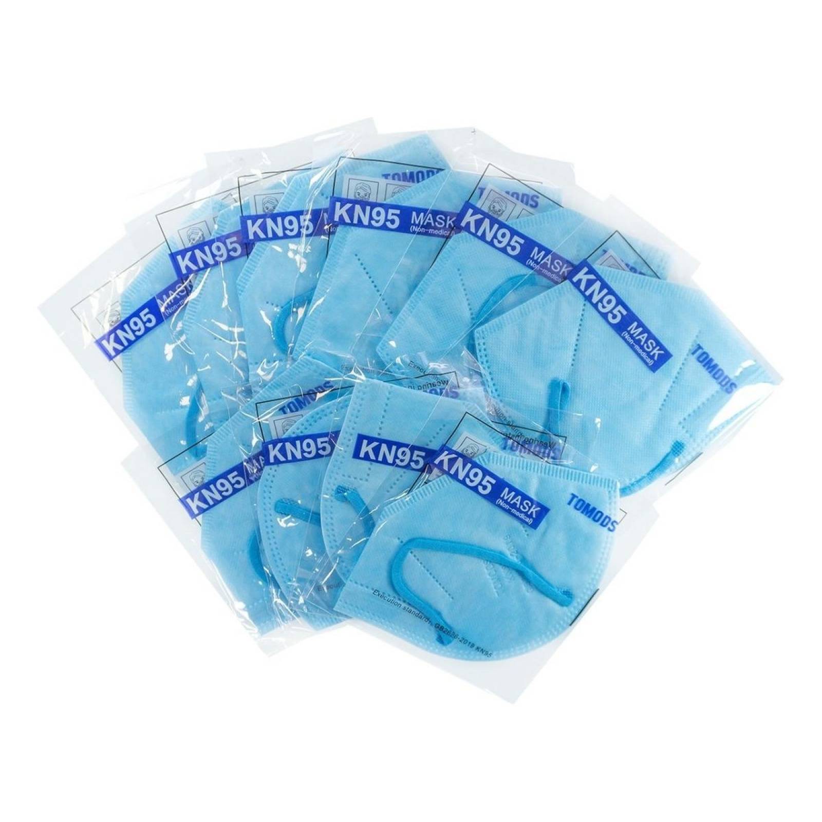 Kn95 Mascarillas Cubrebocas Lavables Caja10pz Colores Tomods Azul cielo Azul Cielo