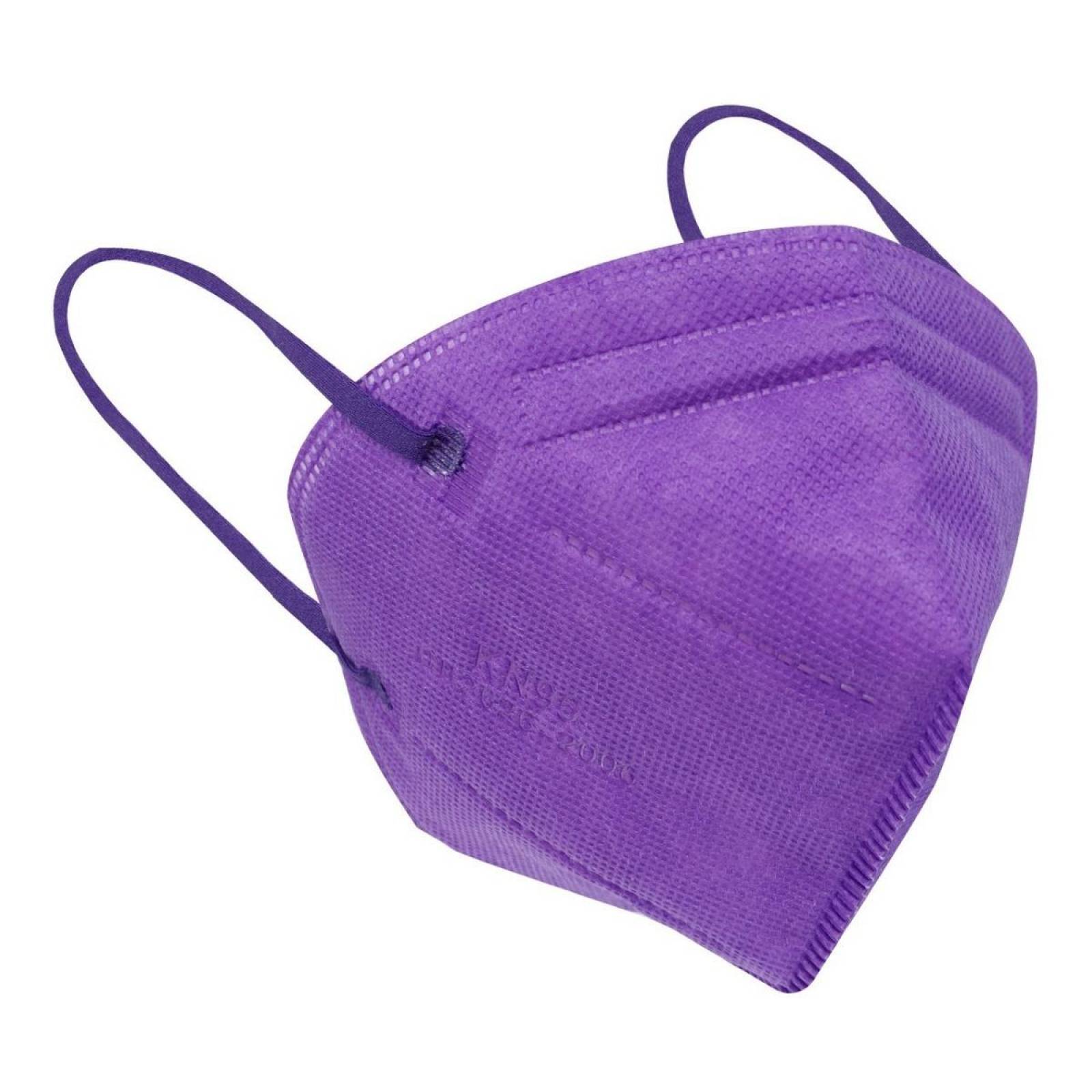 Kn95 Mascarillas Cubrebocas Lavables Caja10pz Colores Tomods Morado.