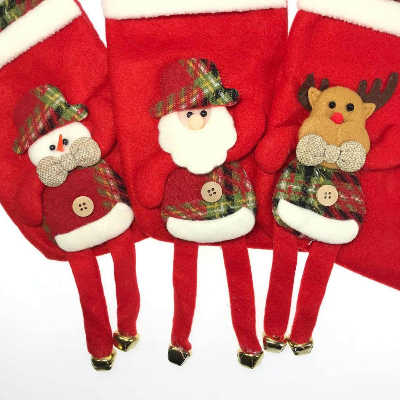 3 Botas Navideñas Colgantes Adorno Arbol Navidad Santa 25cm 