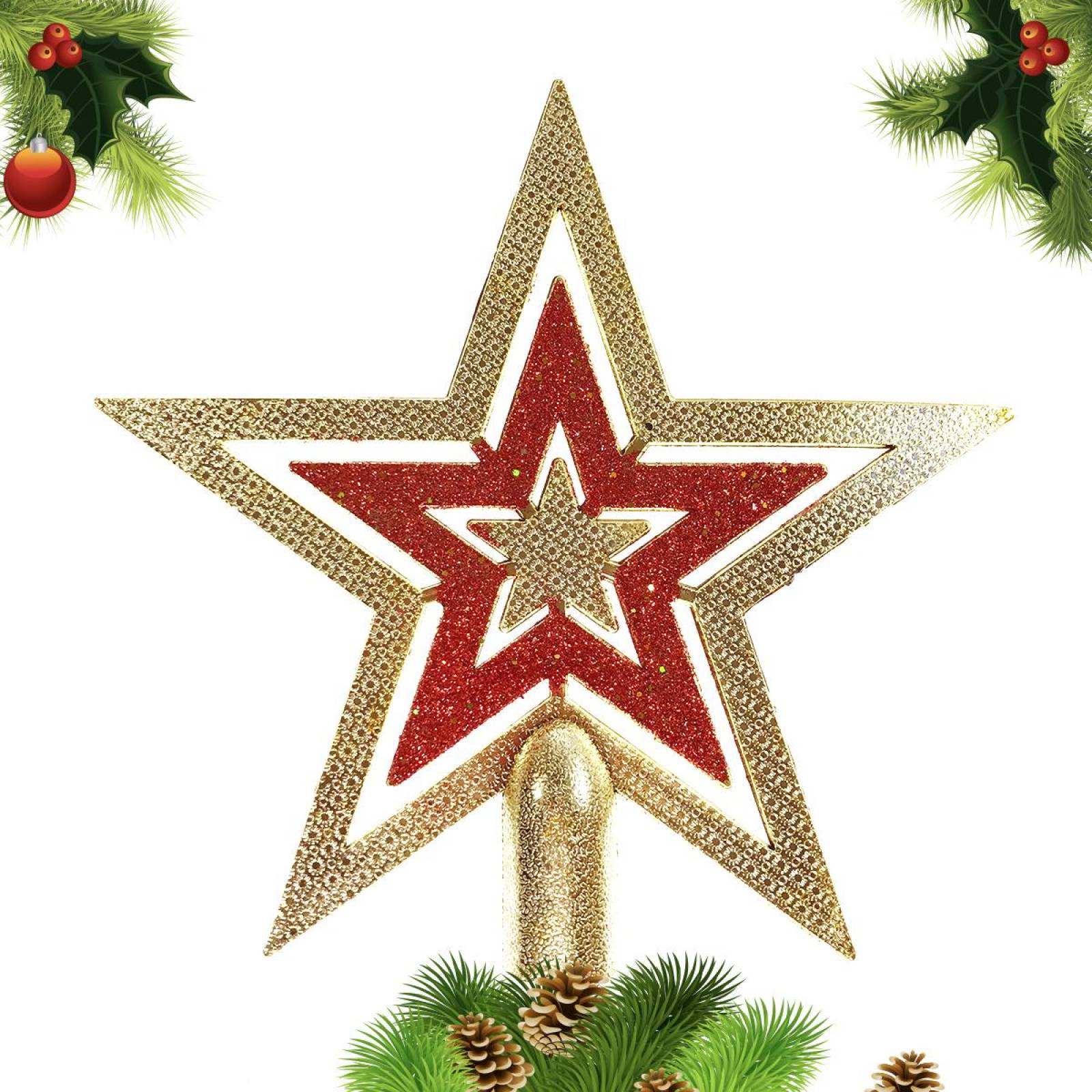 Estrella de Belen Navideña Para Arbol Navidad 14 cm 