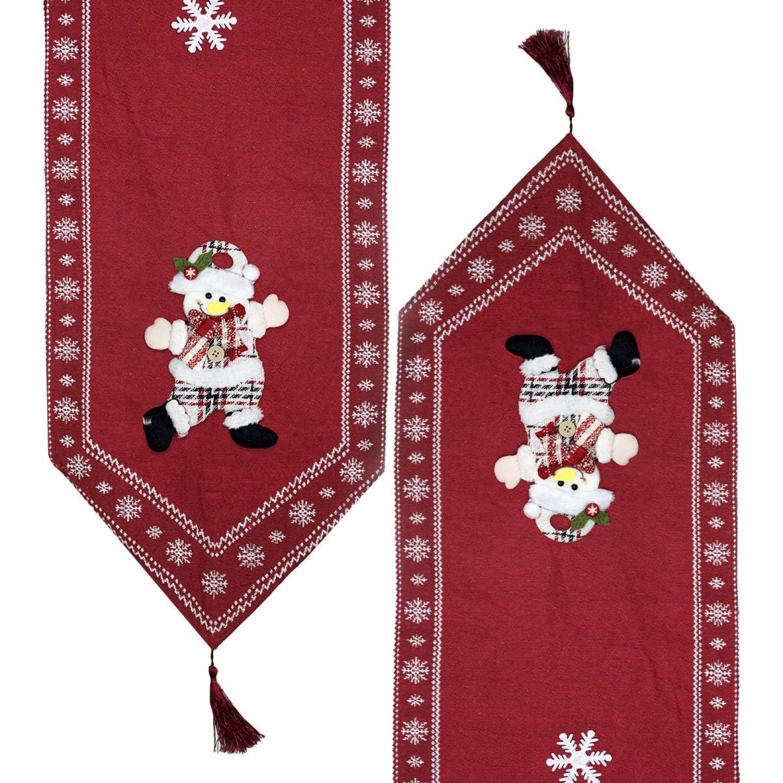 Camino de mesa de Navidad – Algodón y lino de 90 pulgadas, muñeco de nieve  rojo rústico copo de nieve para corredor de cama, mantel de Navidad de