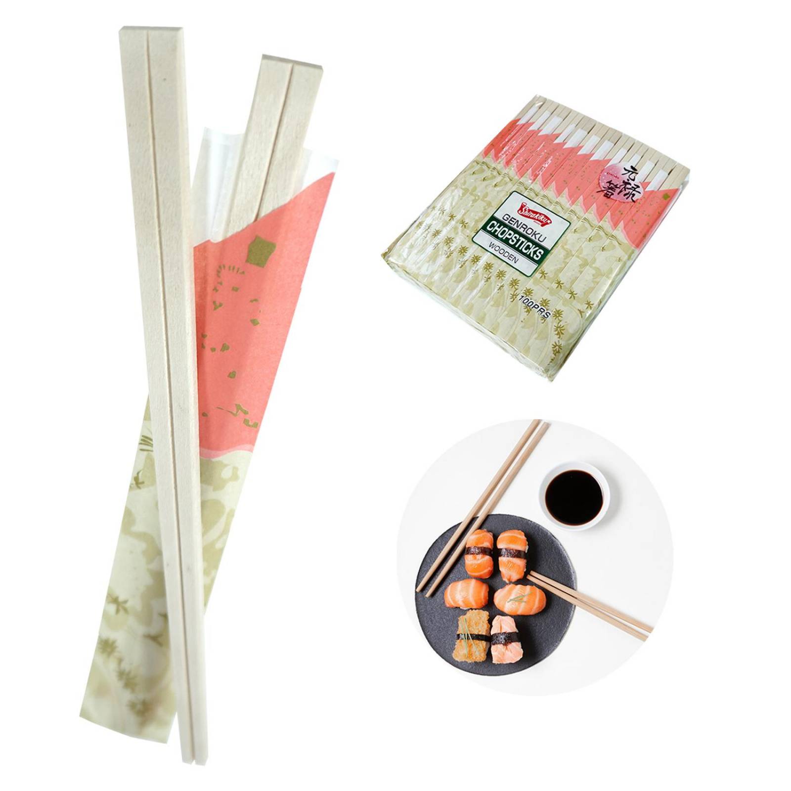 Palillos chinos De Madera Para Sushi 100 Pares 