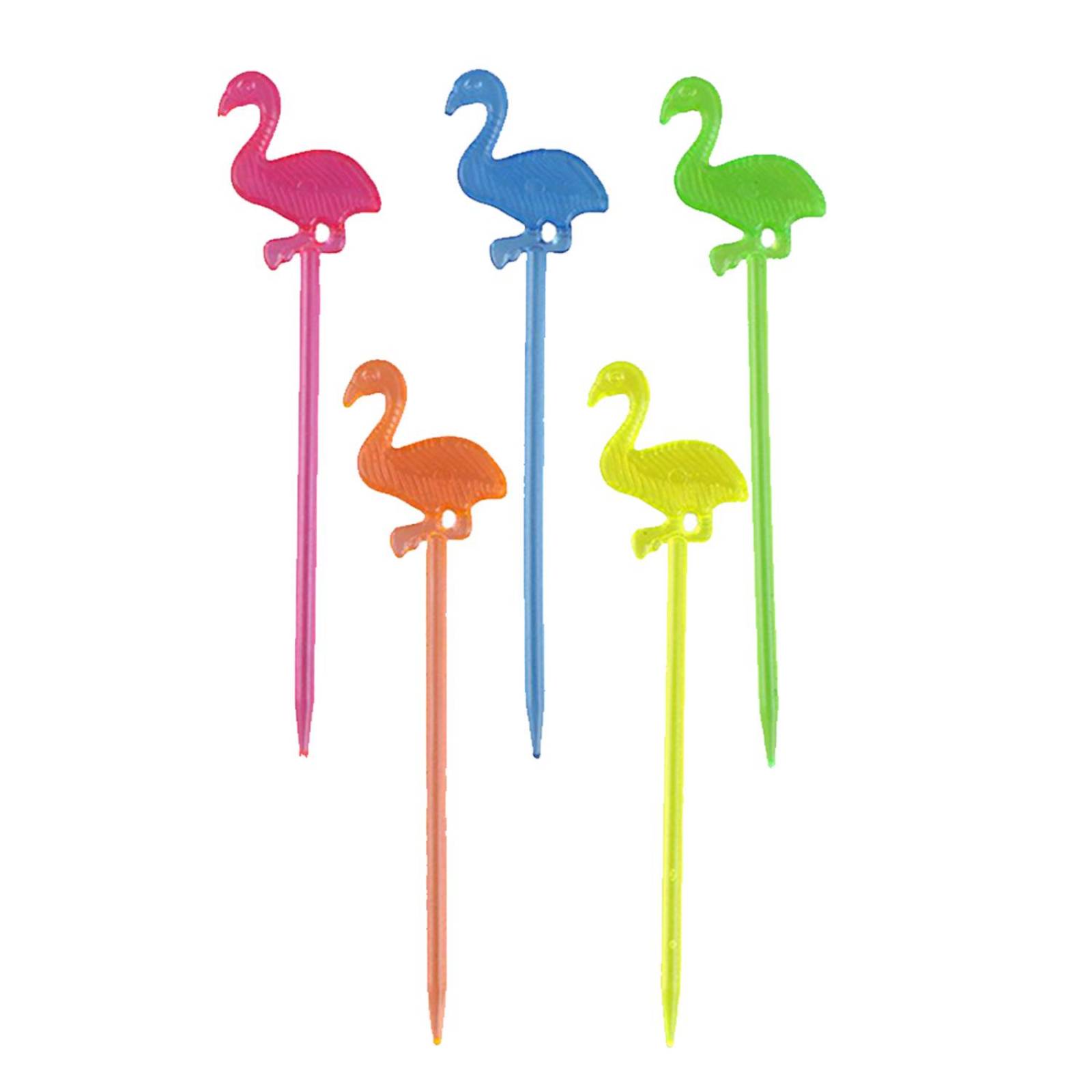Palillos Para Coctel De Frutas Bebidas Fiesta 30pz Flamingos .