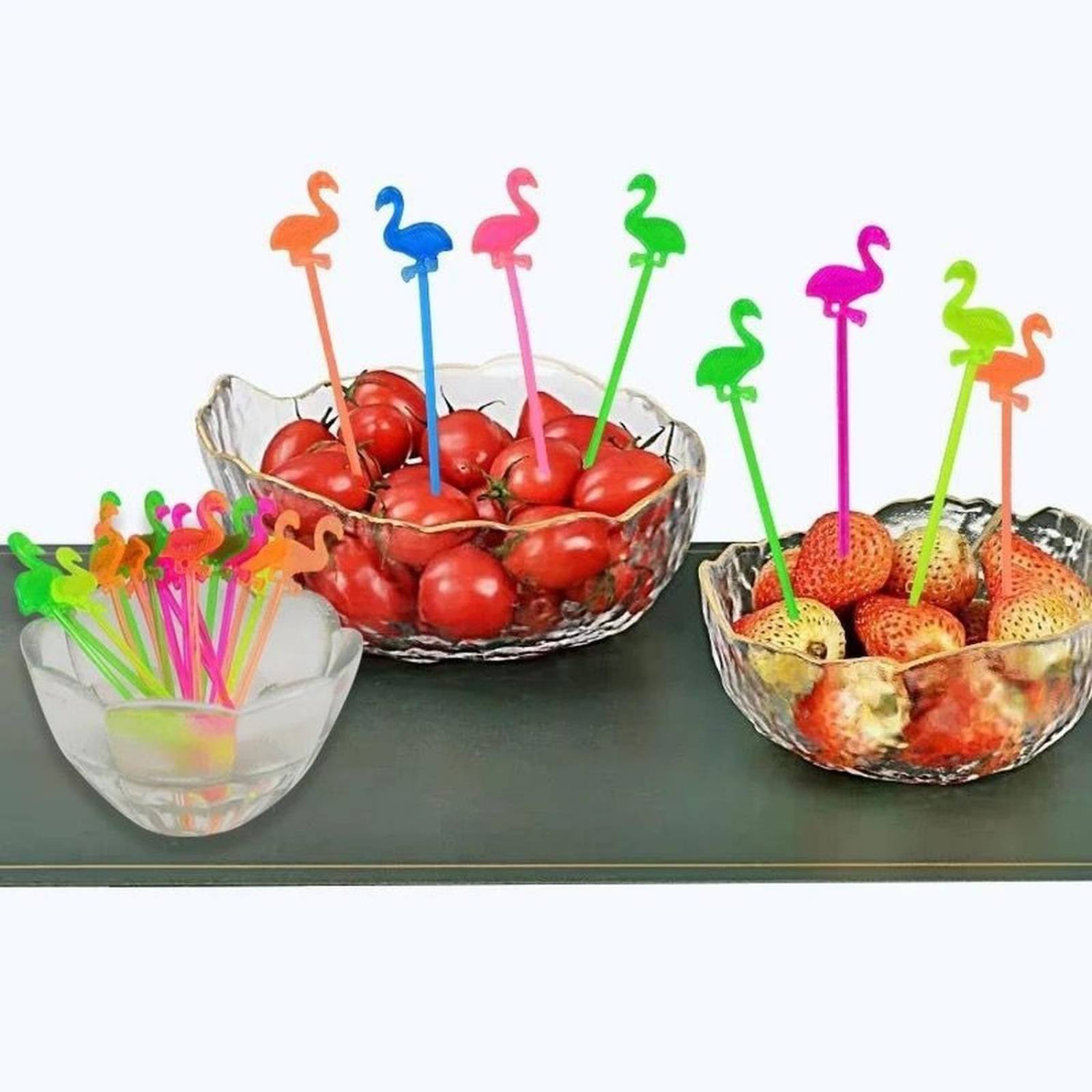 Palillos Para Coctel De Frutas Bebidas Fiesta 30pz Flamingos .