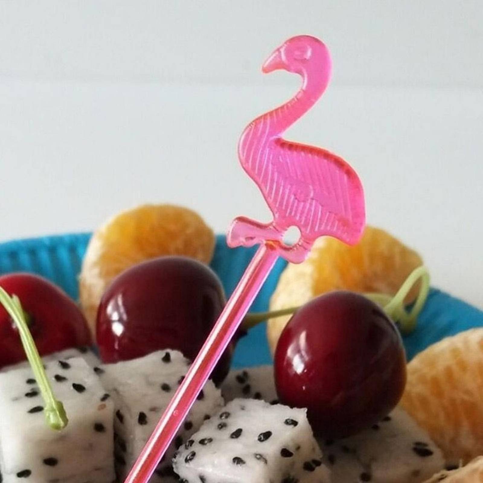 Palillos Para Coctel De Frutas Bebidas Fiesta 30pz Flamingos .