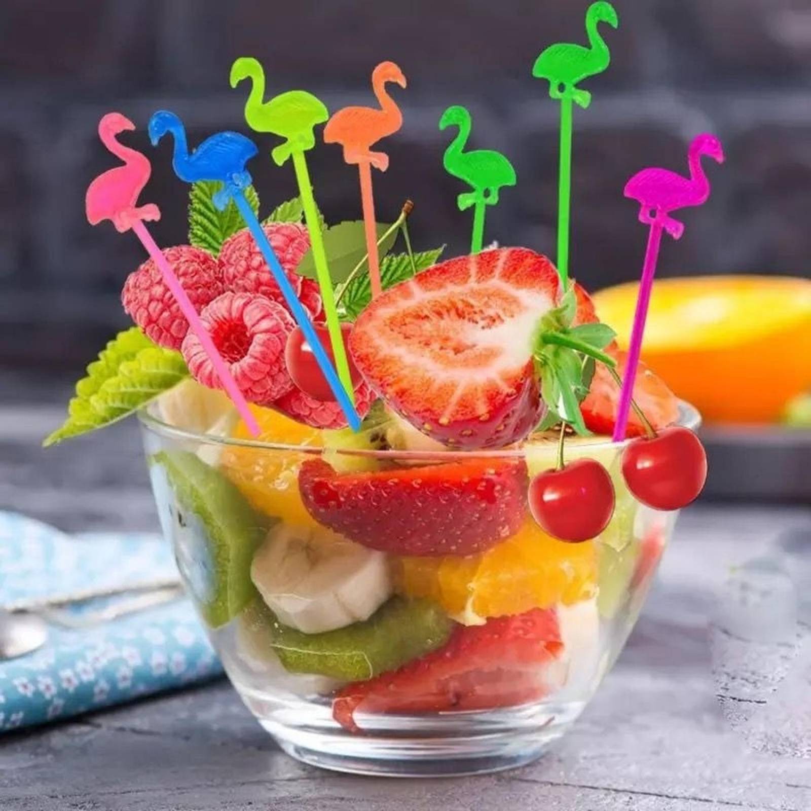 Palillos Para Coctel De Frutas Bebidas Fiesta 30pz Flamingos .