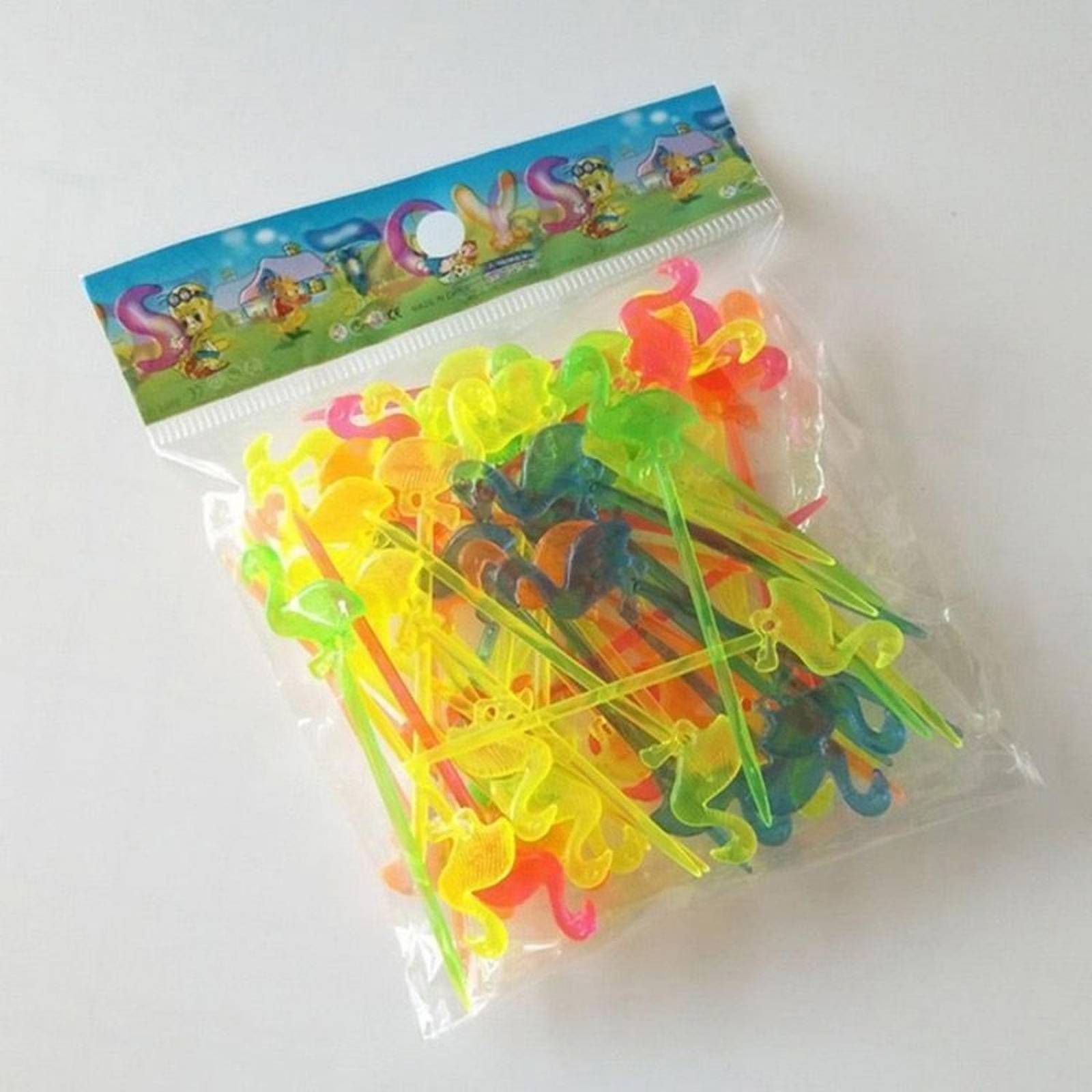 Palillos Para Coctel De Frutas Bebidas Fiesta 30pz Flamingos .