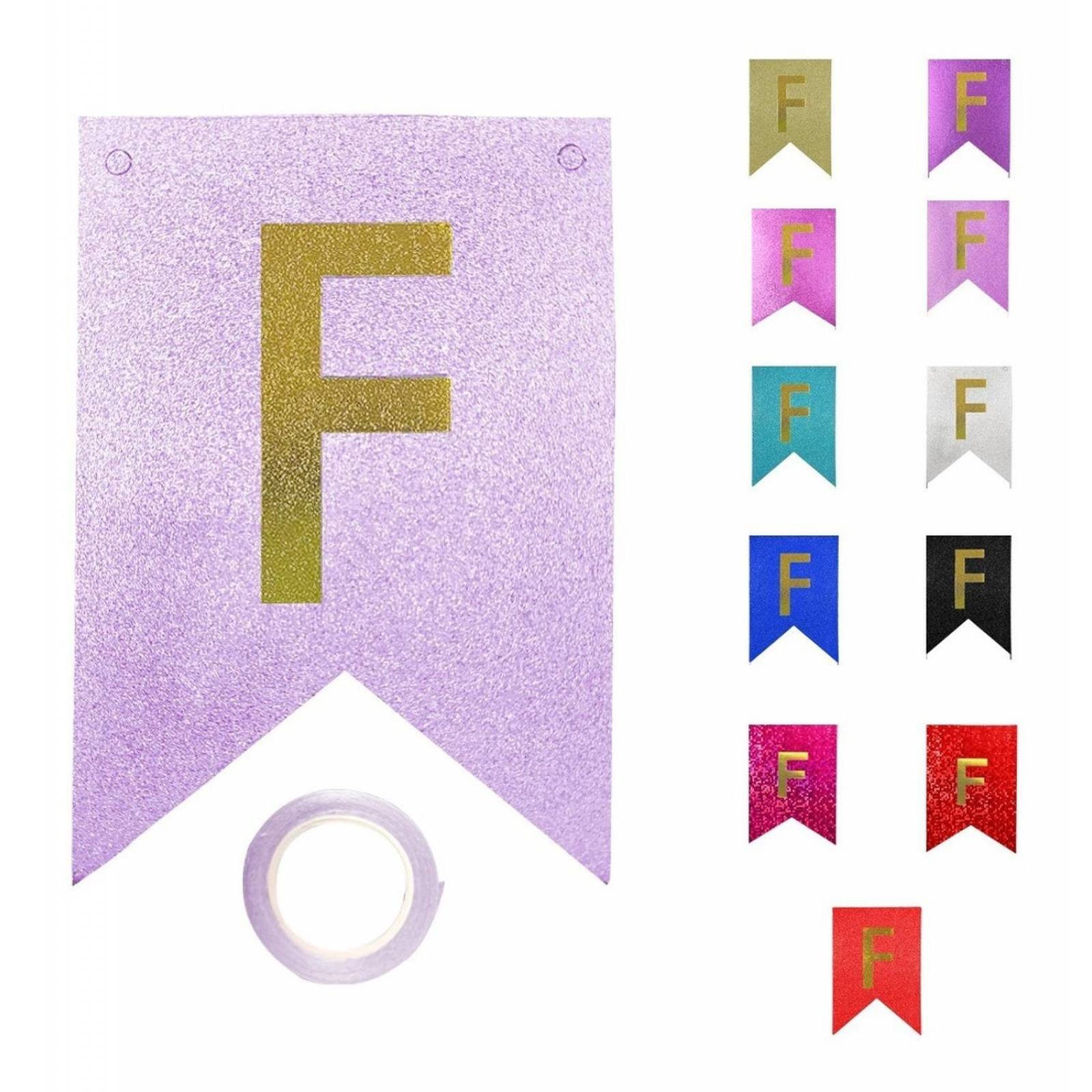 Letrero Banderin De Feliz Cumpleaños para Decoracion en tus fiestas de corton cuche Lila Diamantado