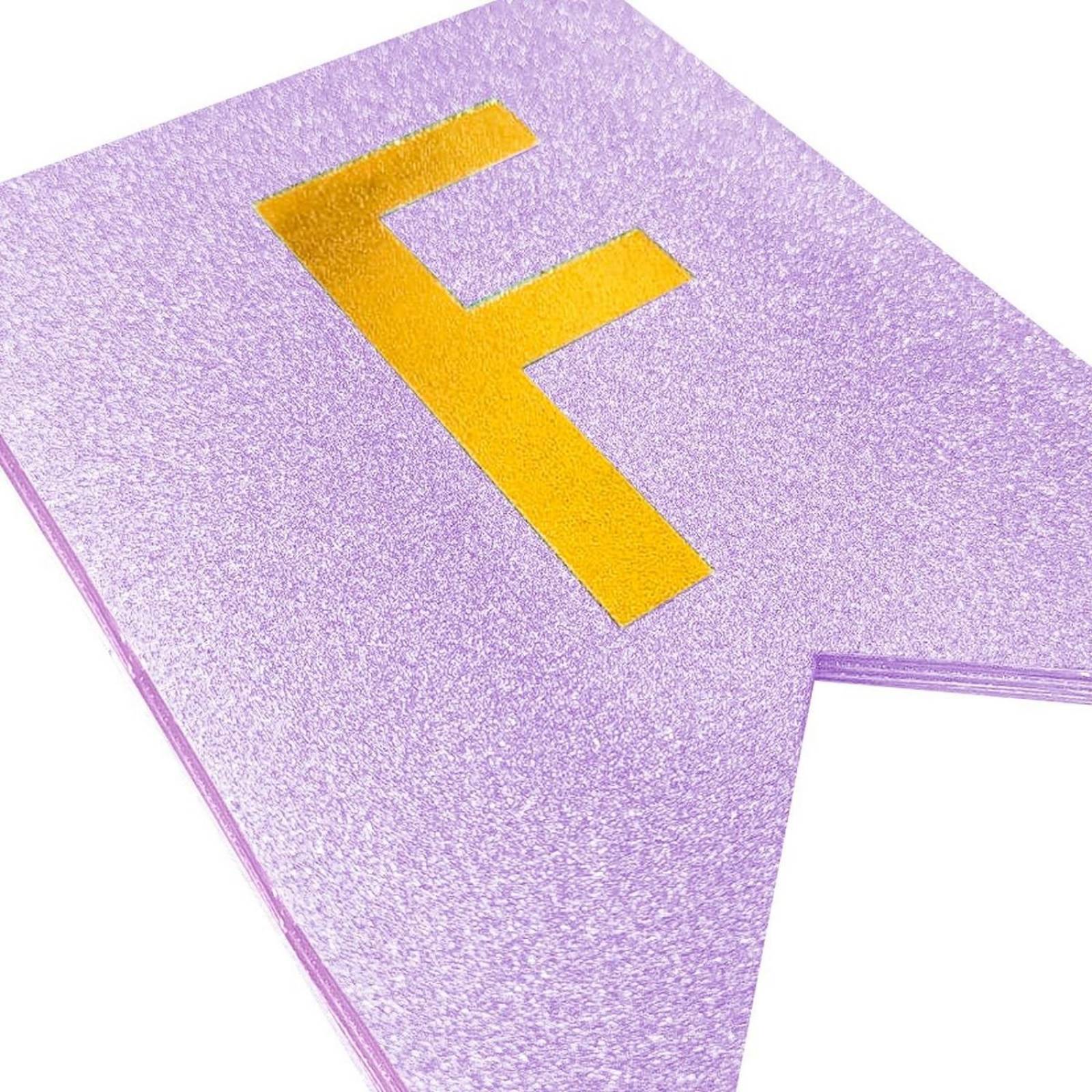 Letrero Banderin De Feliz Cumpleaños para Decoracion en tus fiestas de corton cuche Lila Diamantado