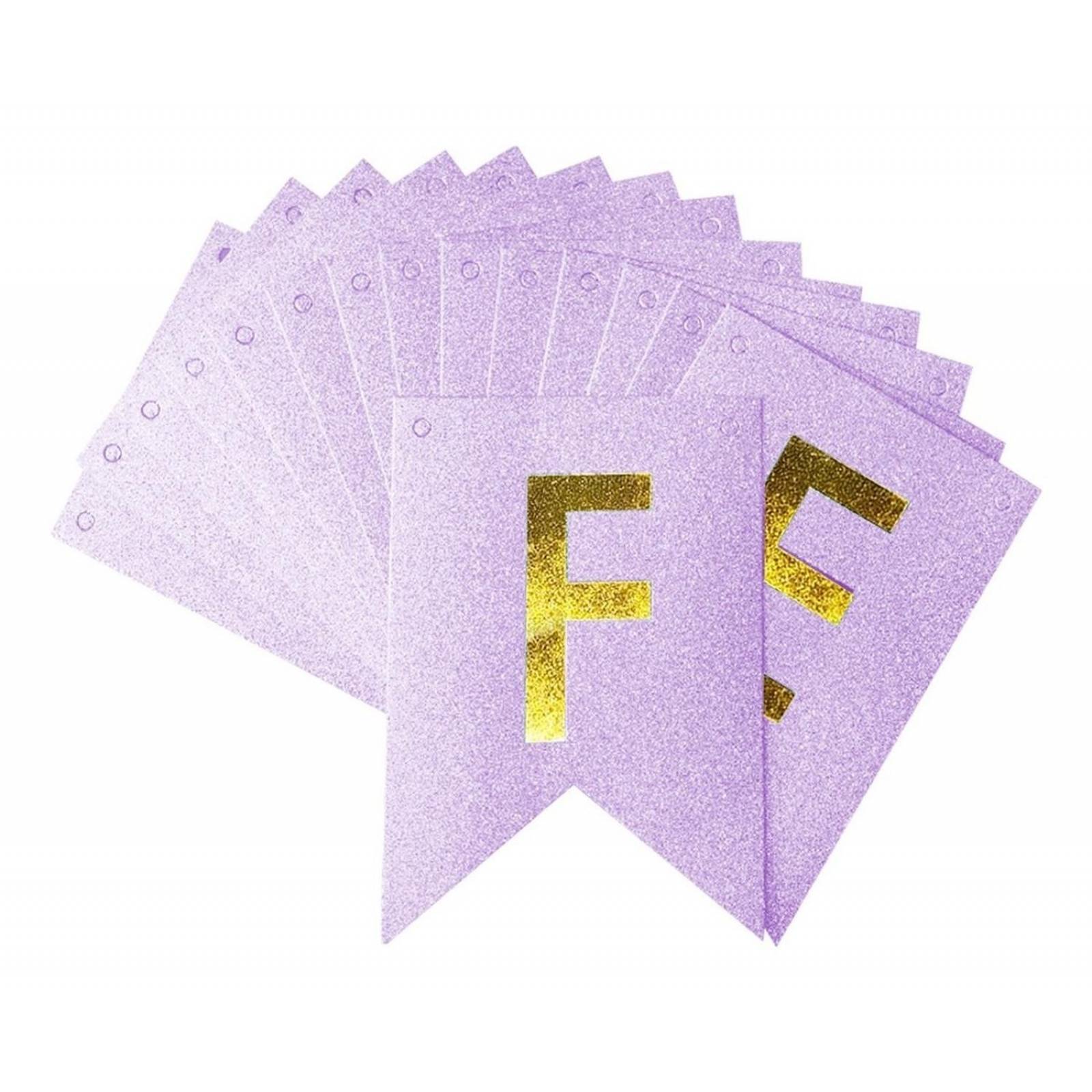 Letrero Banderin De Feliz Cumpleaños para Decoracion en tus fiestas de corton cuche Lila Diamantado