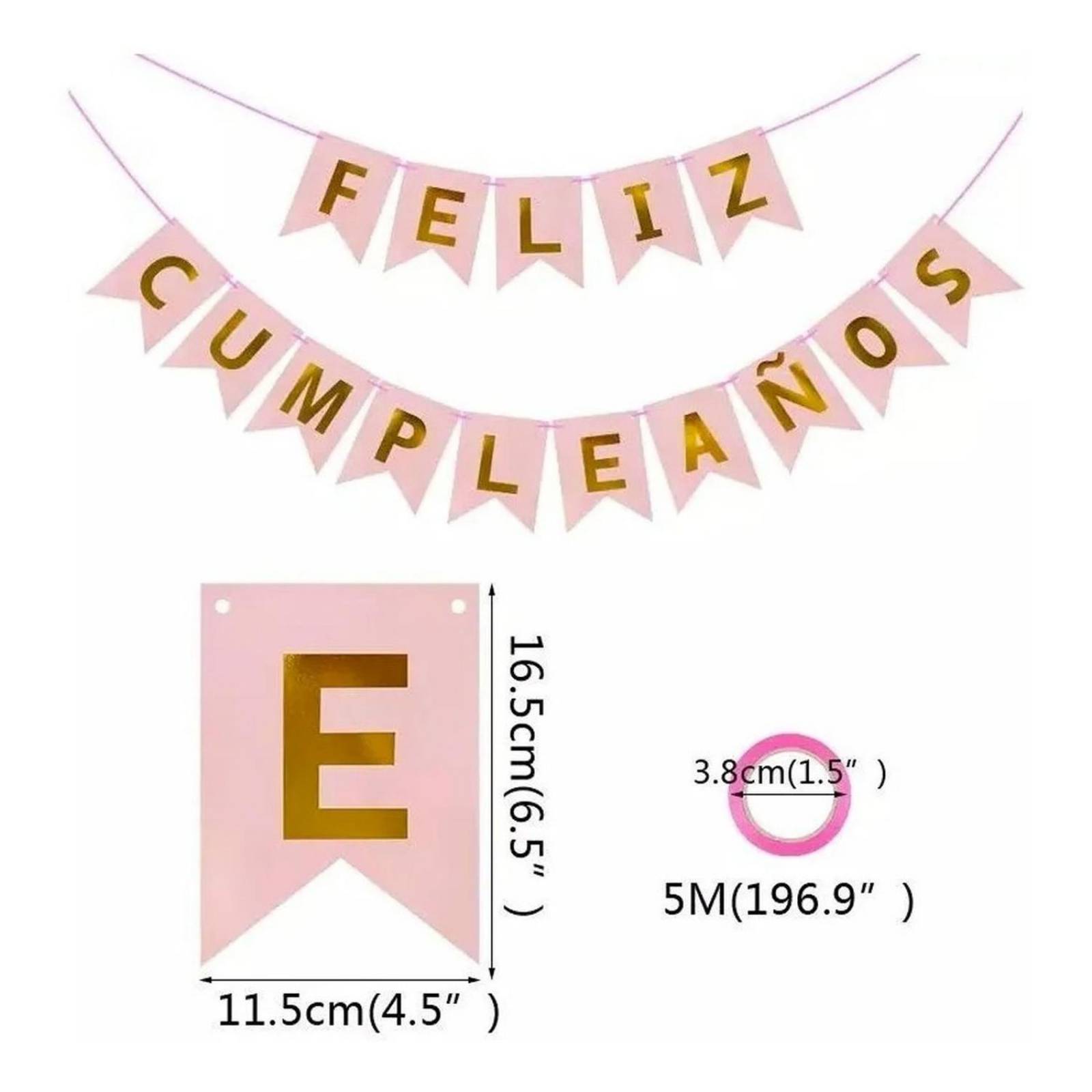 Letrero Banderin De Feliz Cumpleaños para Decoracion en tus fiestas de corton cuche Lila Diamantado