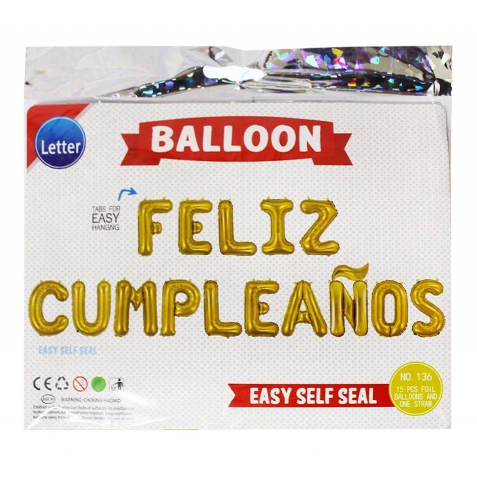 Globos Letra Metalicos Feliz Cumpleaños Dorado Y Plata 