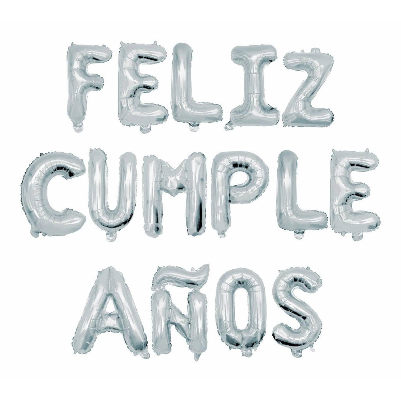 Globos Letra Metalicos Feliz Cumpleaños Dorado Y Plata 