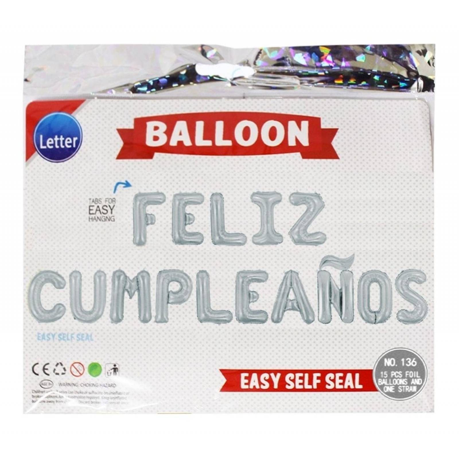 Globos Letra Metalicos Feliz Cumpleaños Dorado Y Plata 