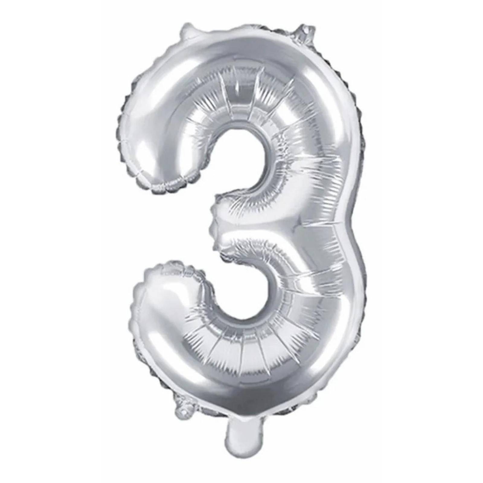 Globo Metalico de Numero color Plata Grande de 80cm Decoracion 3