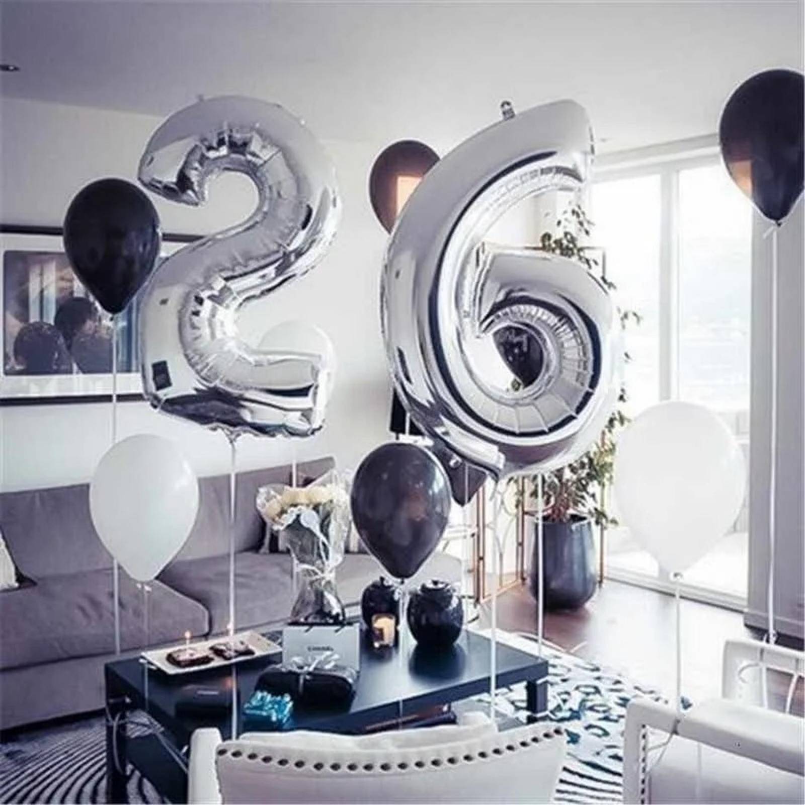 Globo Metalico de Numero color Plata Grande de 80cm Decoracion 3
