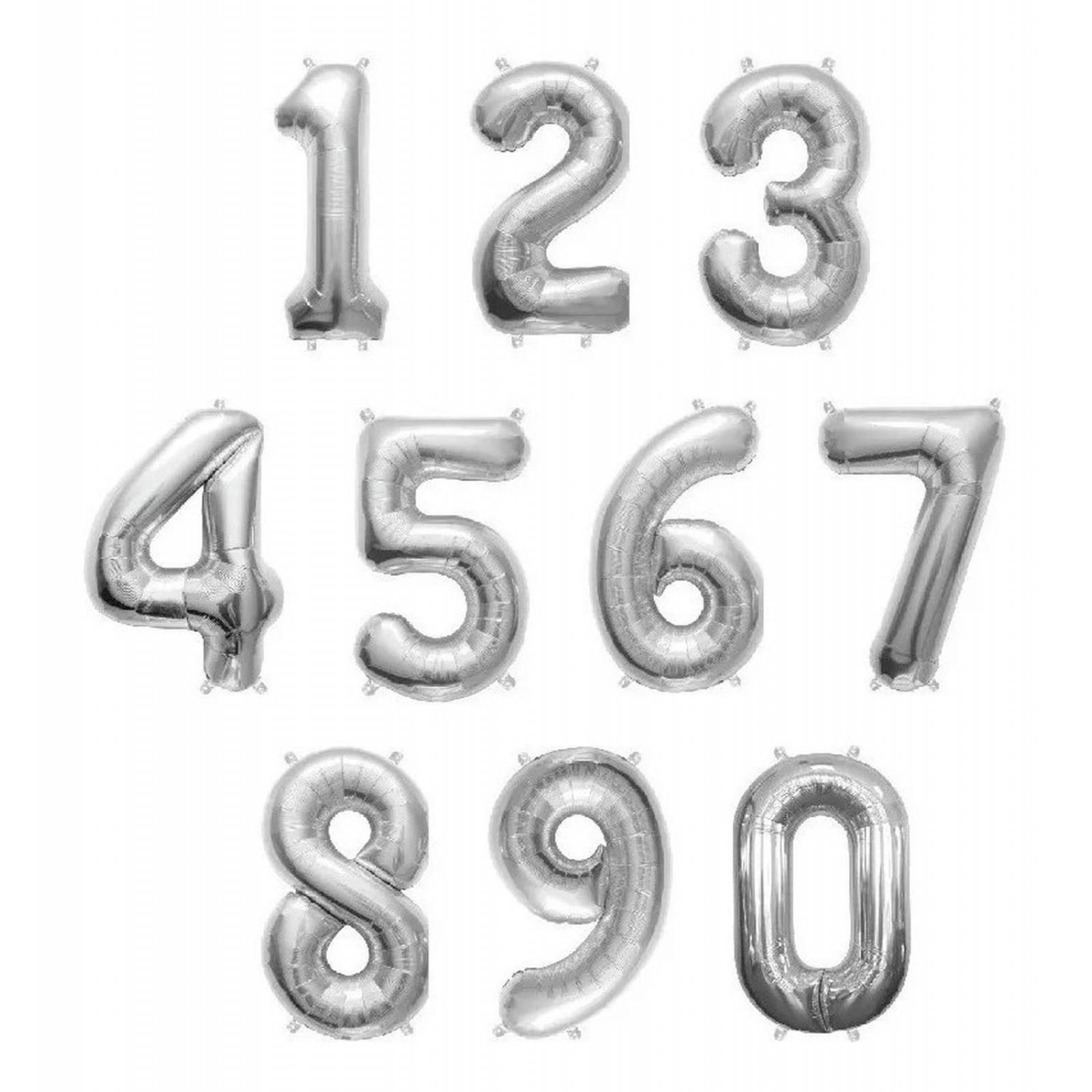 Globo Metalico de Numero color Plata Grande de 80cm Decoracion 3