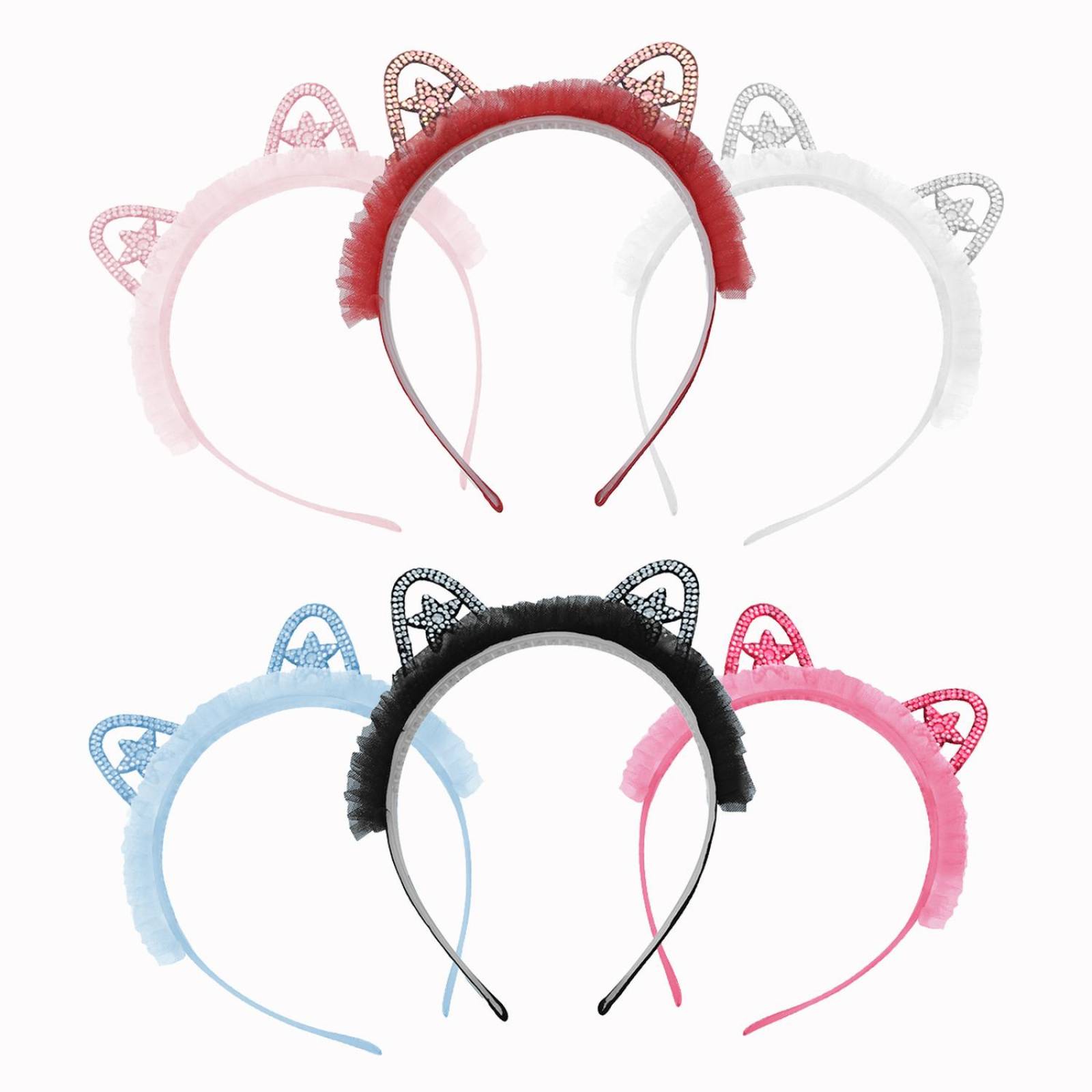 Diadema De Orejas De Gato Con Brillo Para Niña 6pz Colores Multicolor Estrella