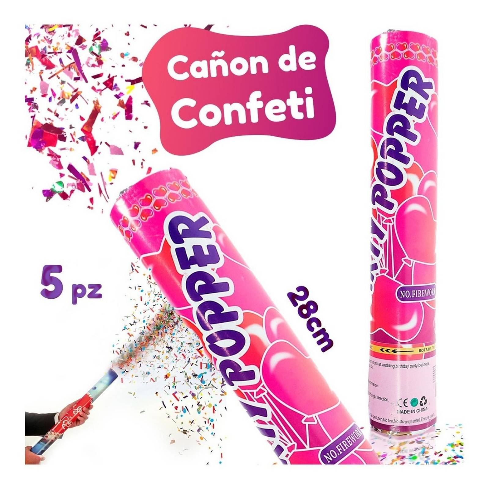 Cañon Confeti Lanza Confeti Bazuca 5 pz .