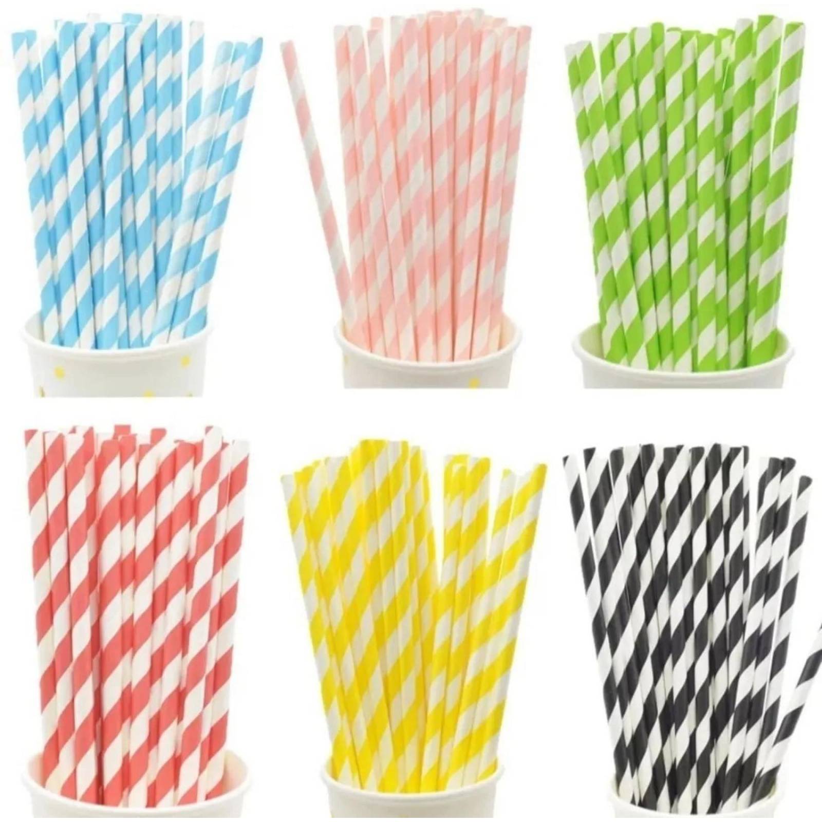 100 Popotes De Papel Biodegradables/ Económicos/ Coloridos Mixto