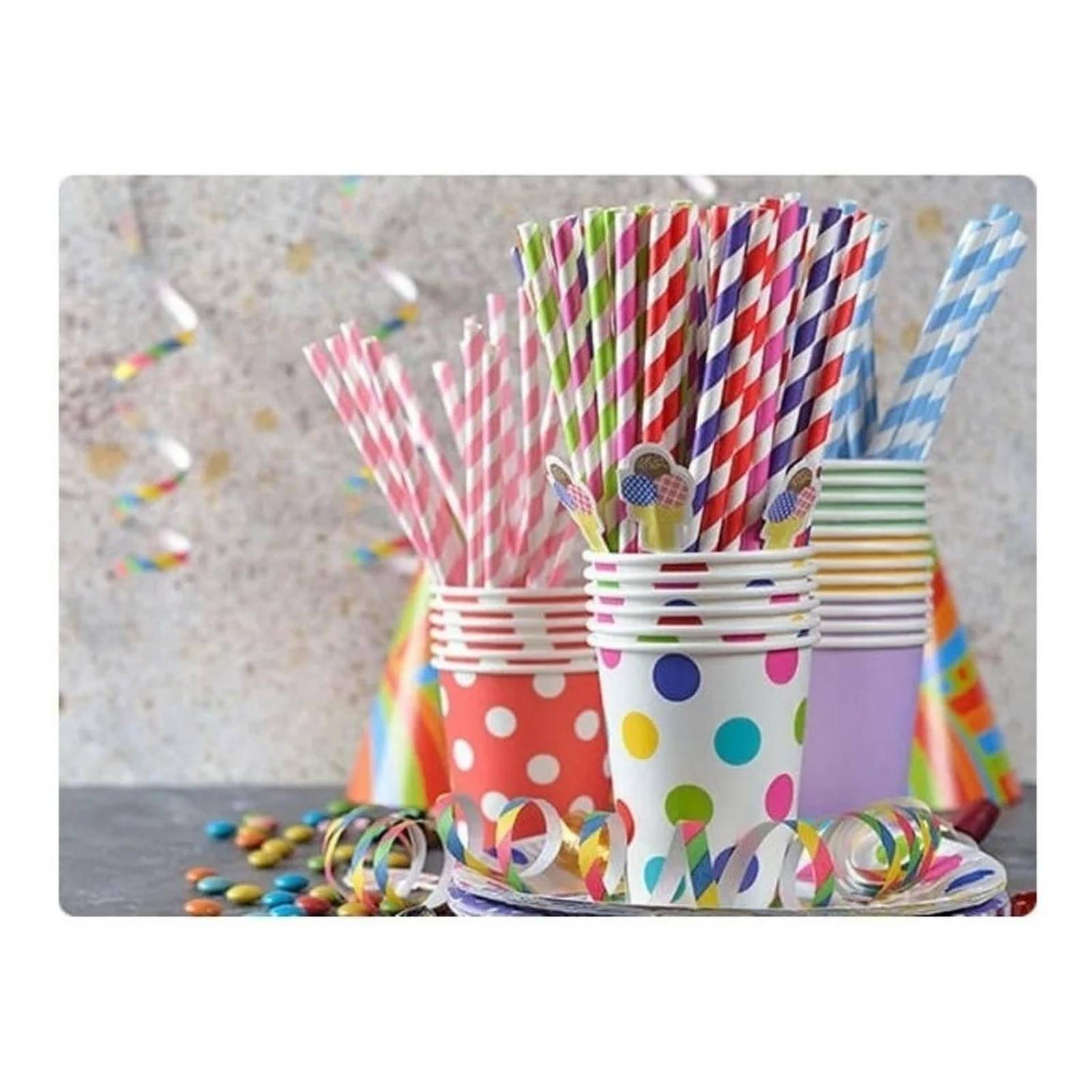 100 Popotes De Papel Biodegradables/ Económicos/ Coloridos Mixto