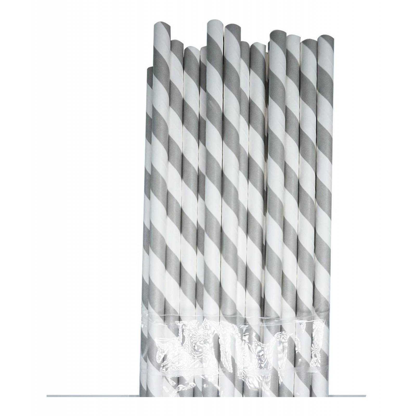 100 Popotes De Papel Biodegradables/ Económicos/ Coloridos Gris claro