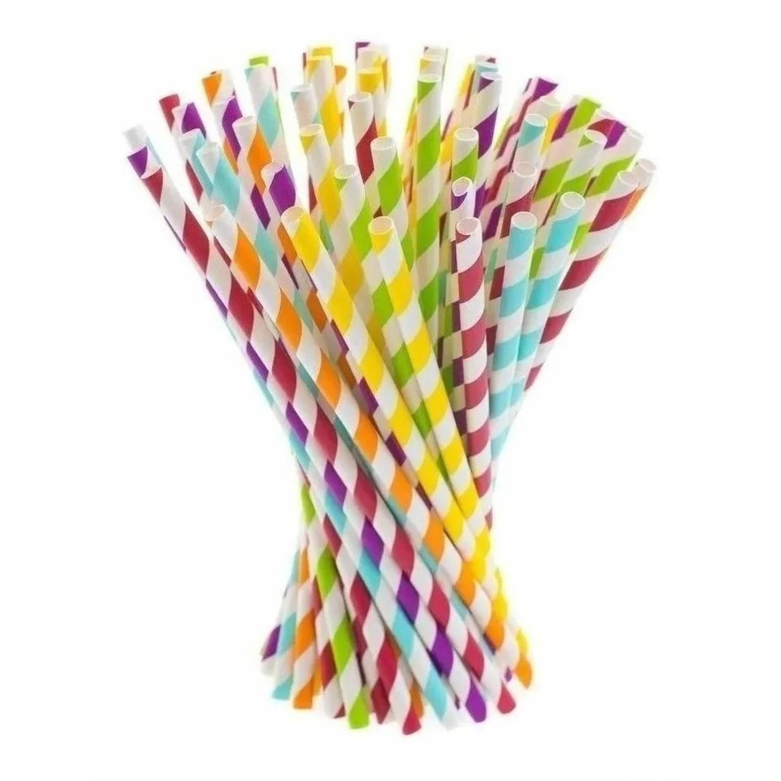 100 Popotes De Papel Biodegradables/ Económicos/ Coloridos Verde