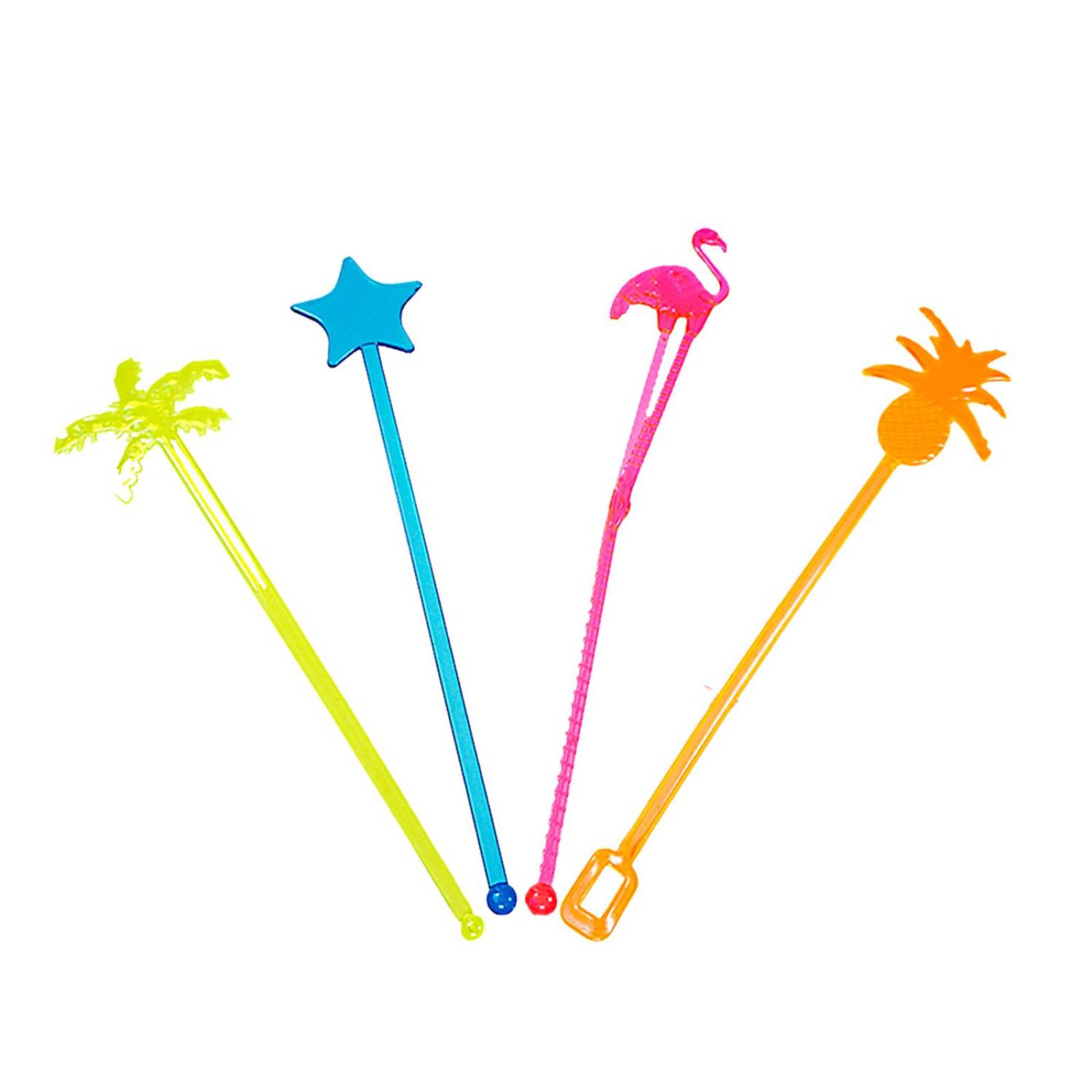 Agitador De Plastico de colores Neon Para Bebidas 48pz 