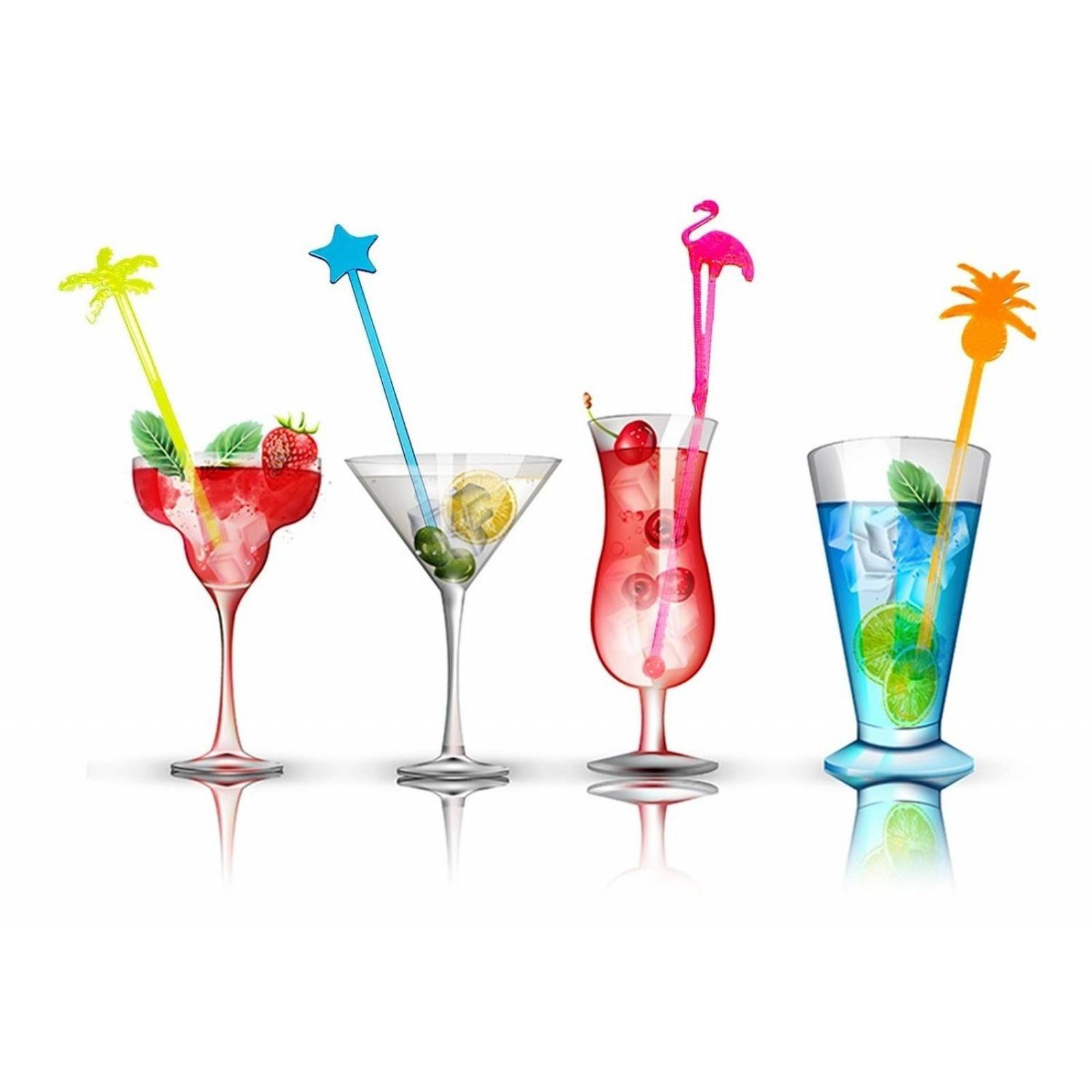 Agitador De Plastico de colores Neon Para Bebidas 48pz 