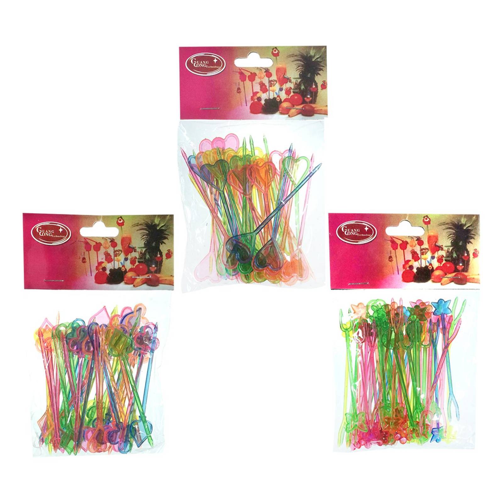 Palillos De Plastico Para Coctel Frutas Bebidas Fiesta 50pzs OK Picadientes
