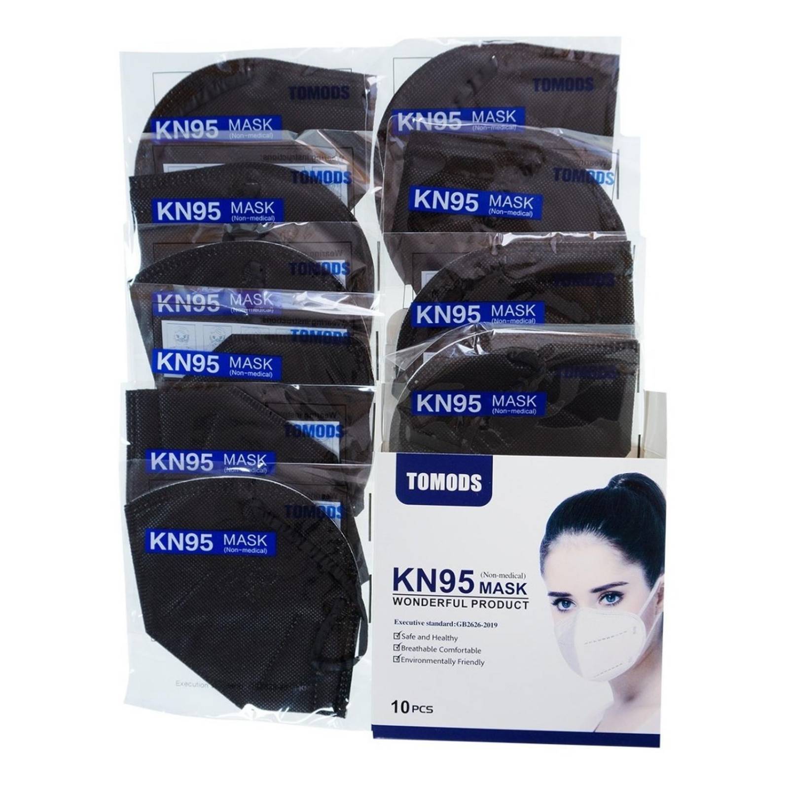 Kn95 Mascarillas Cubrebocas 100 Pzs Colores Tomods Calidad 