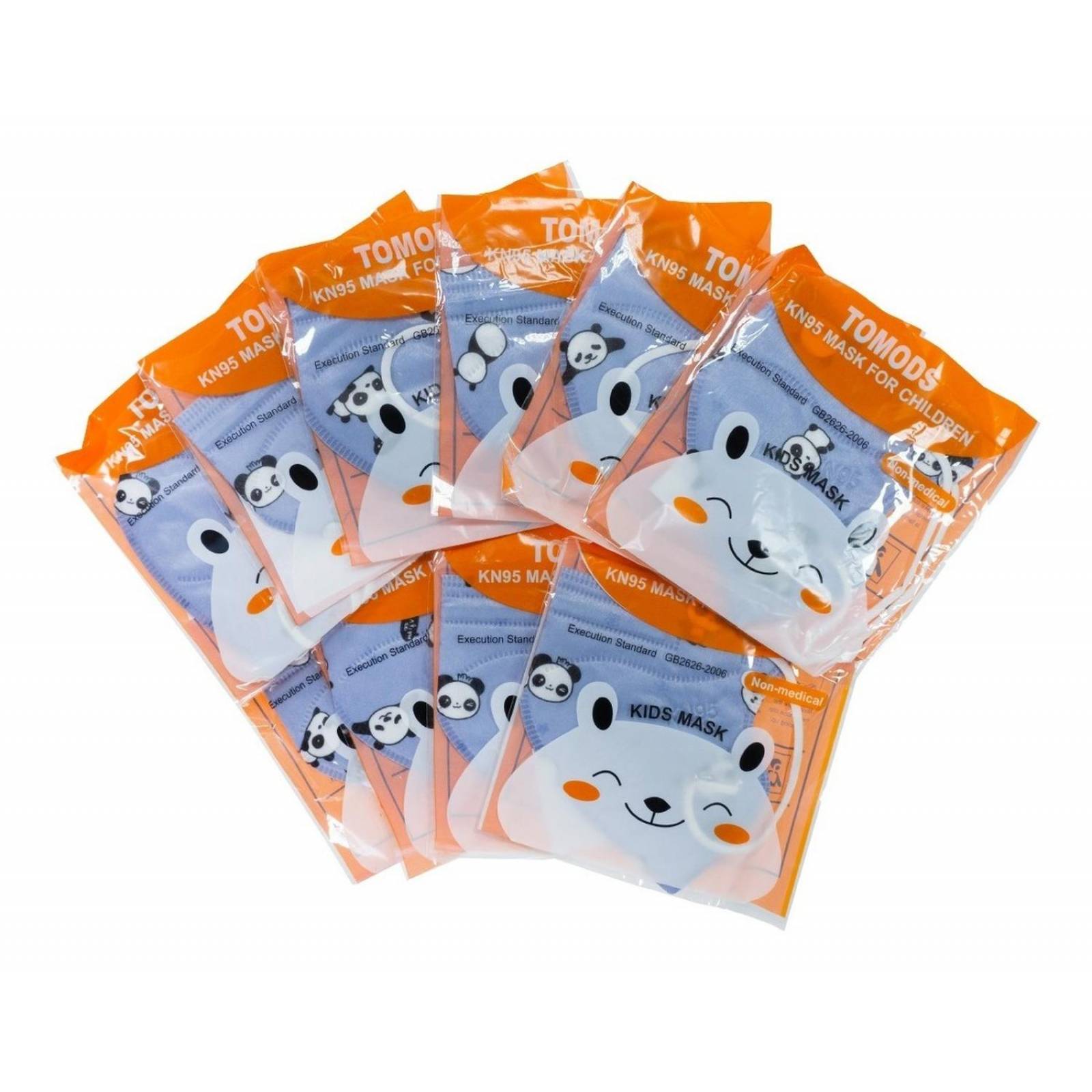 10 Cubrebocas kn95 Infantil Certificado, con 4 capas de protección, Edad sugerida 4 a 10 años. Mascarilla fabricada en  polipropileno, algodon y elástico, desechable.
