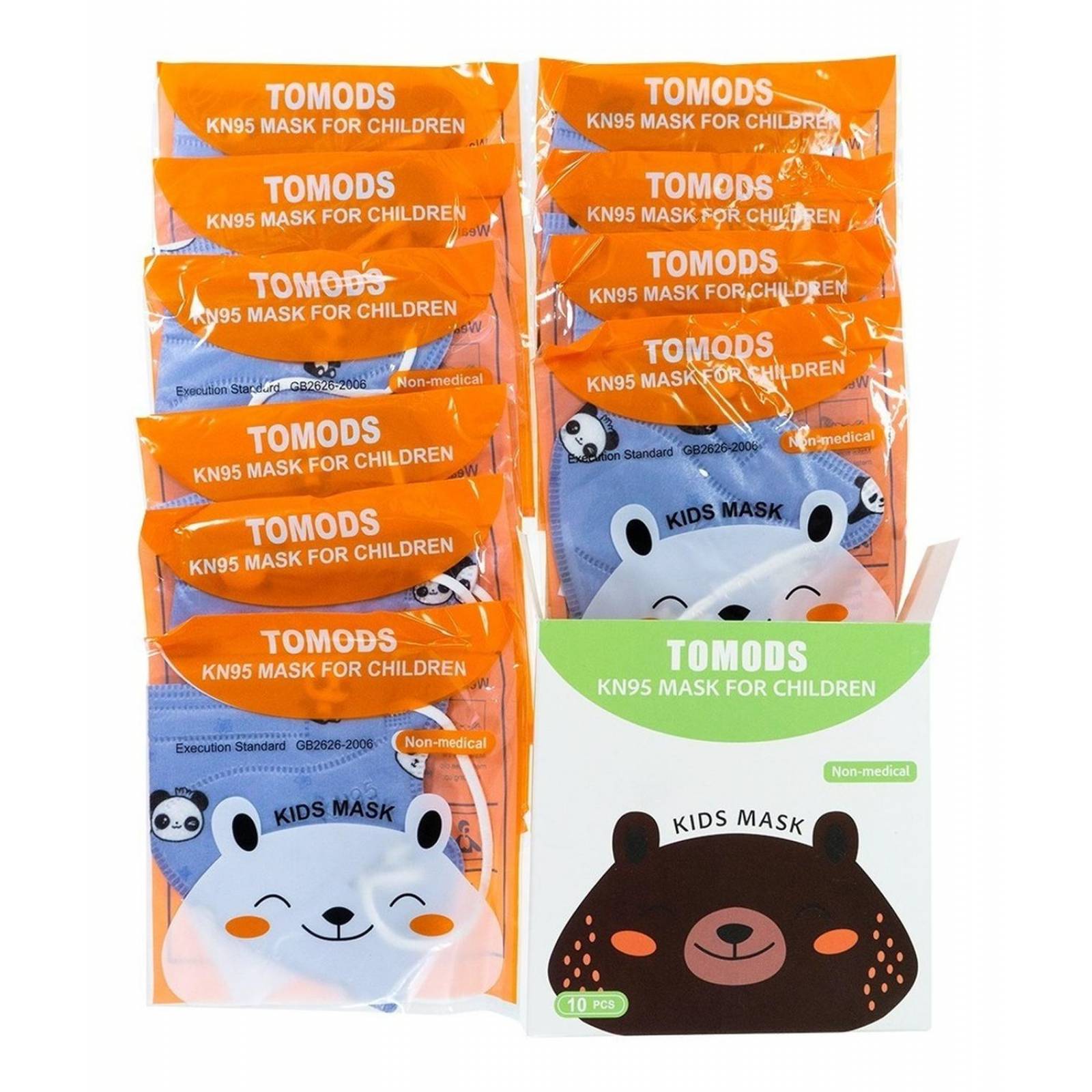 10 Cubrebocas kn95 Infantil Certificado, con 4 capas de protección, Edad sugerida 4 a 10 años. Mascarilla fabricada en  polipropileno, algodon y elástico, desechable.