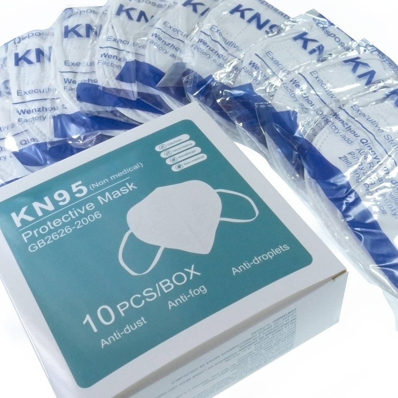 Cubrebocas Kn95 Protective Mask 10pzs Certificados Blanco