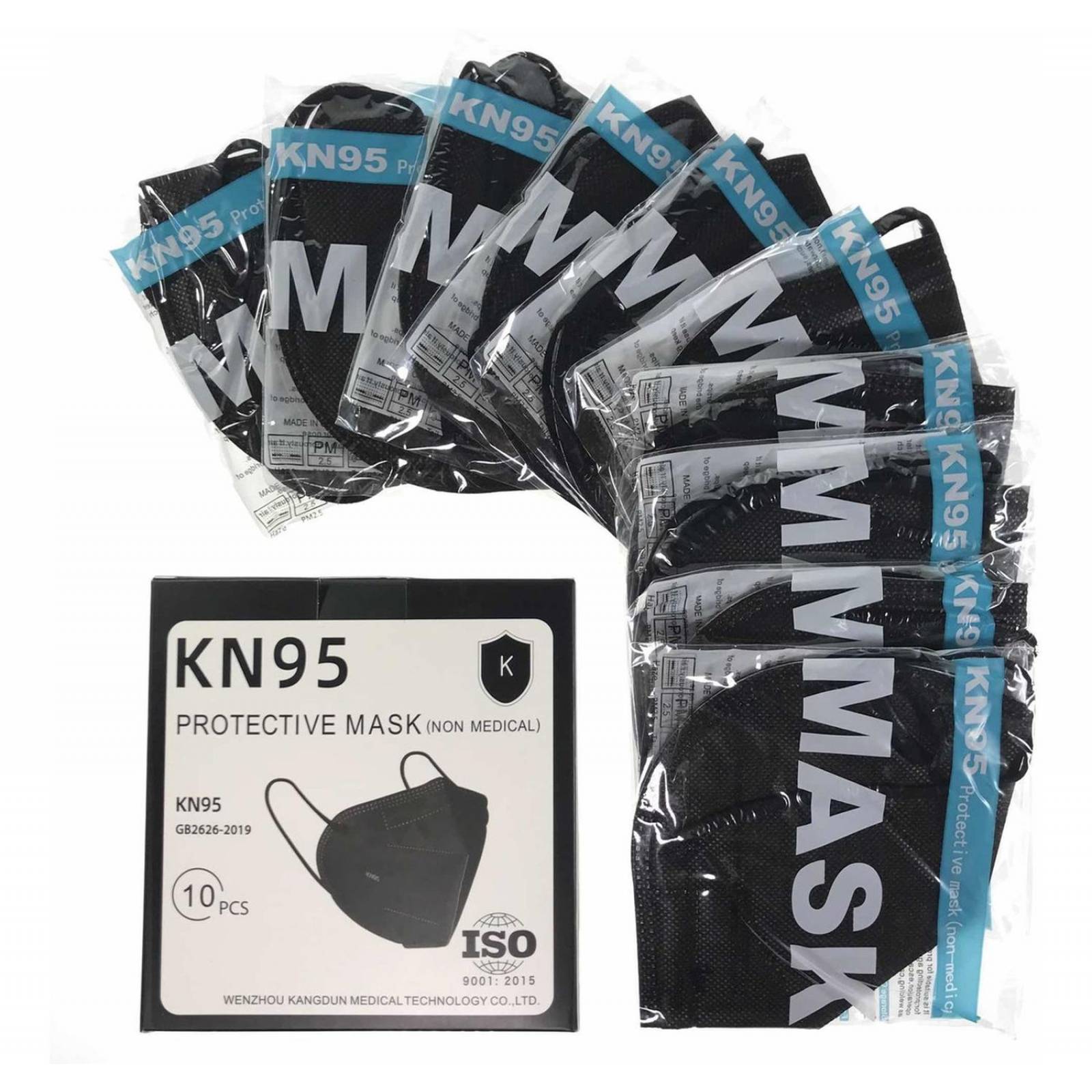 Cubrebocas Kn95 Protective Mask 10pzs Certificados Negro.