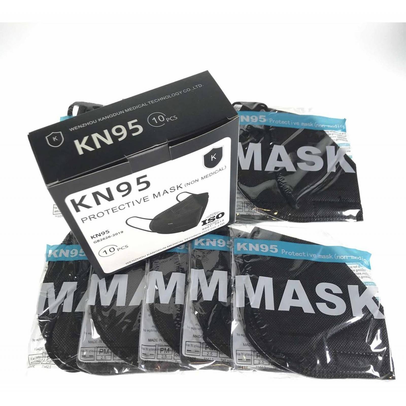 Cubrebocas Kn95 Protective Mask 10pzs Certificados Negro.