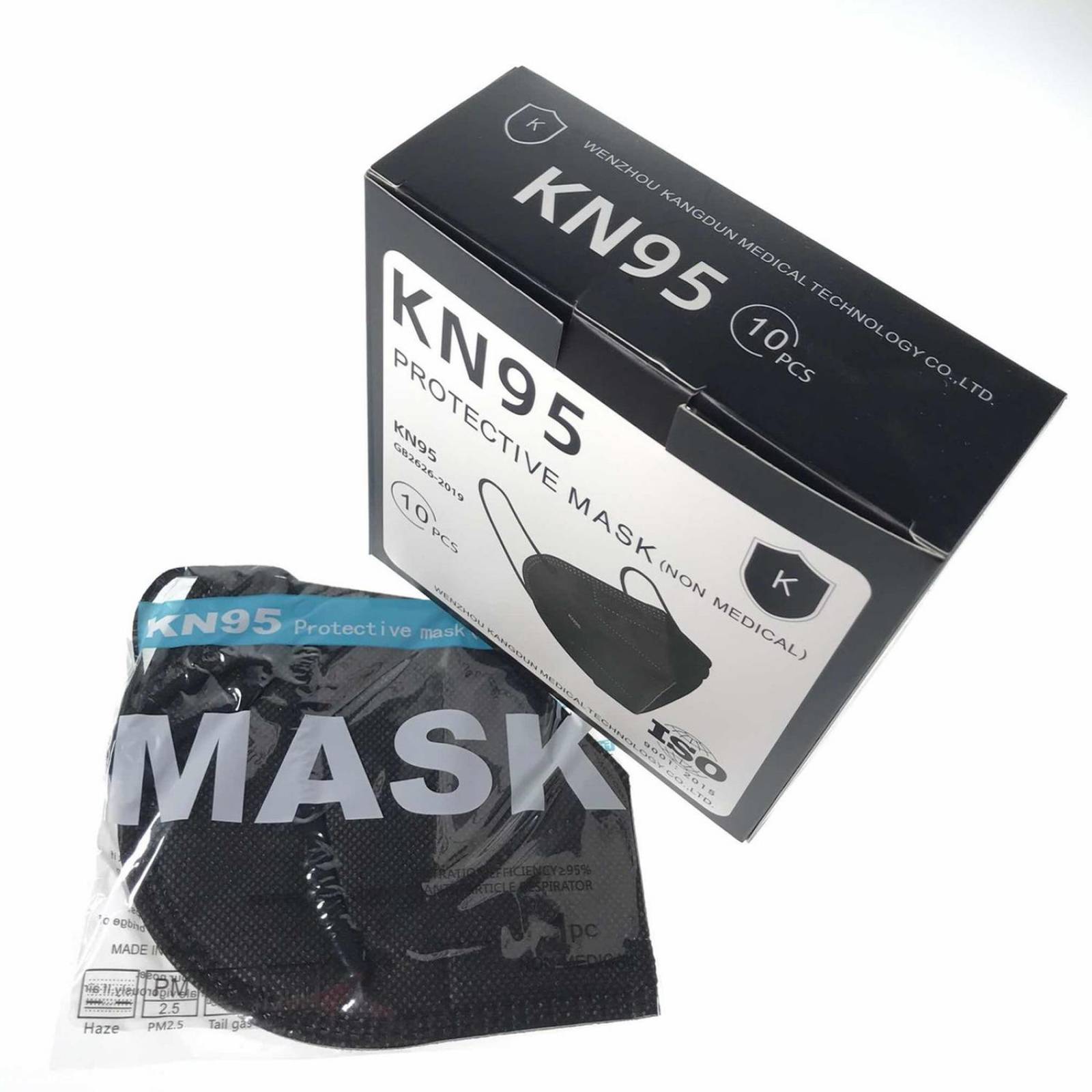 Cubrebocas Kn95 Protective Mask 10pzs Certificados Negro.