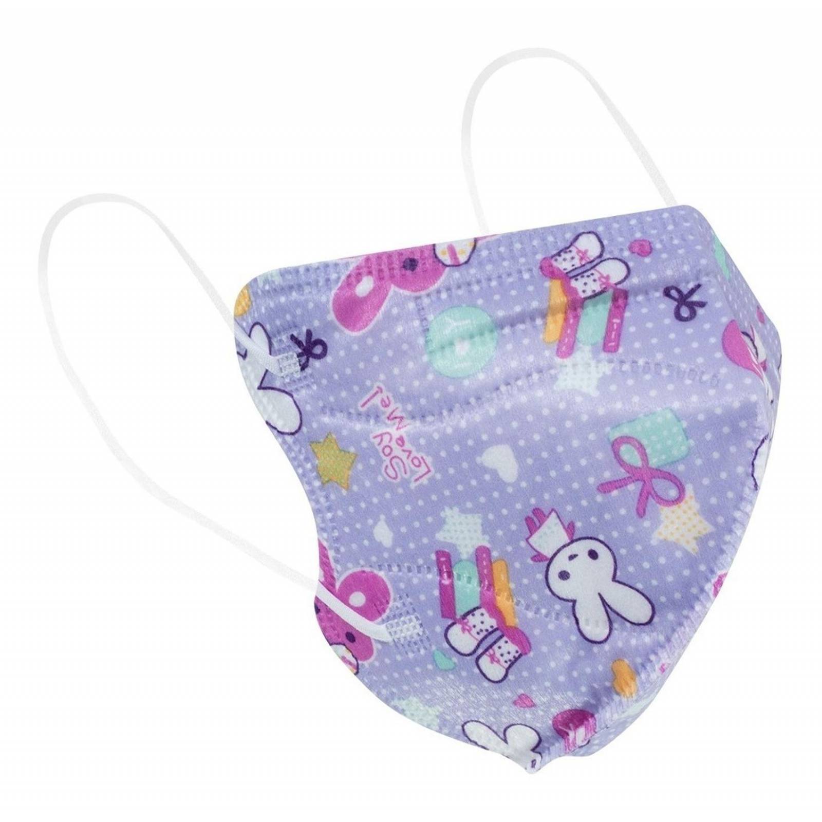 10 Cubrebocas kn95 Infantil Certificado, con 4 capas de protección, Edad sugerida 4 a 10 años. Mascarilla fabricada en polipropileno, algodon y elástico, desechable.
