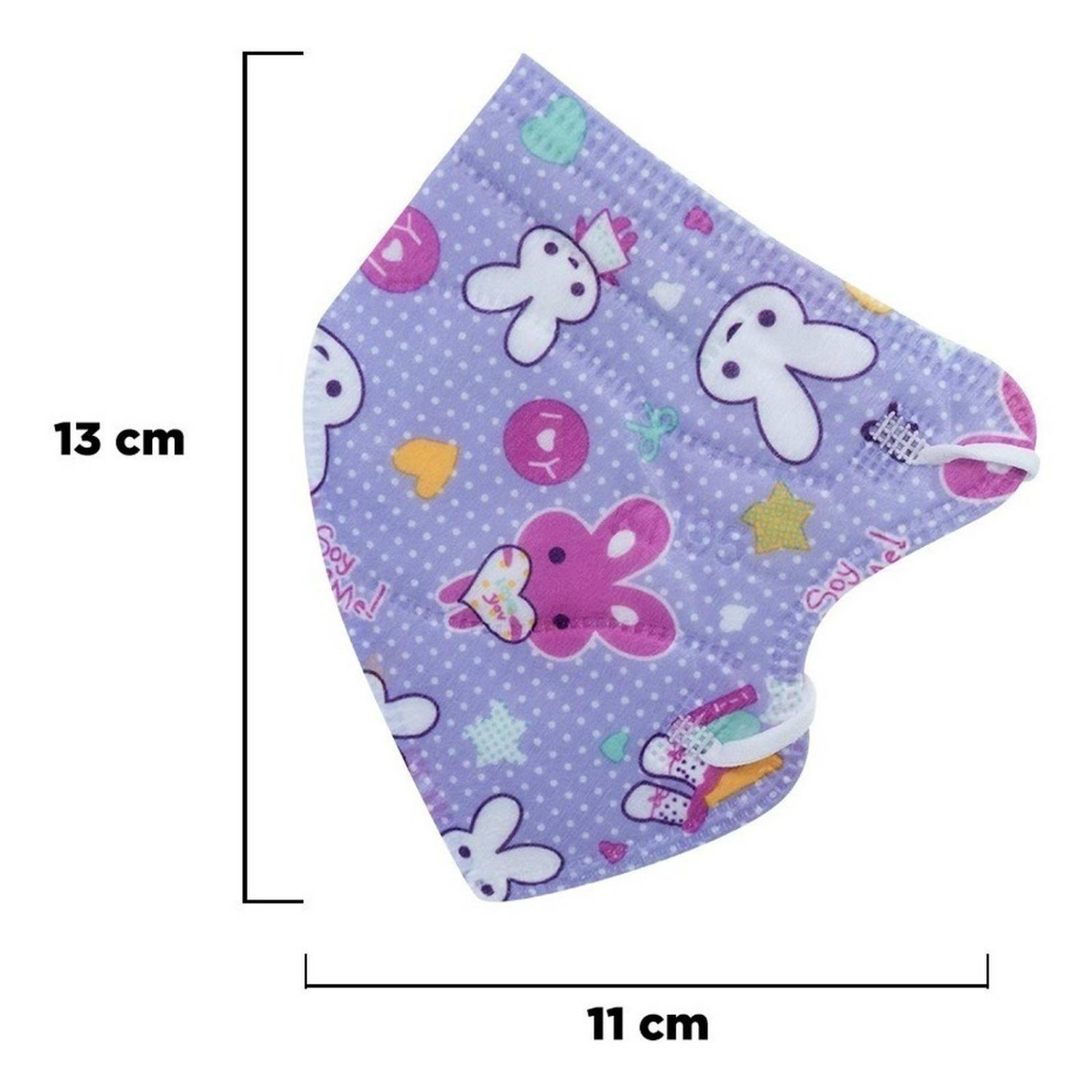 10 Cubrebocas kn95 Infantil Certificado, con 4 capas de protección, Edad sugerida 4 a 10 años. Mascarilla fabricada en polipropileno, algodon y elástico, desechable.