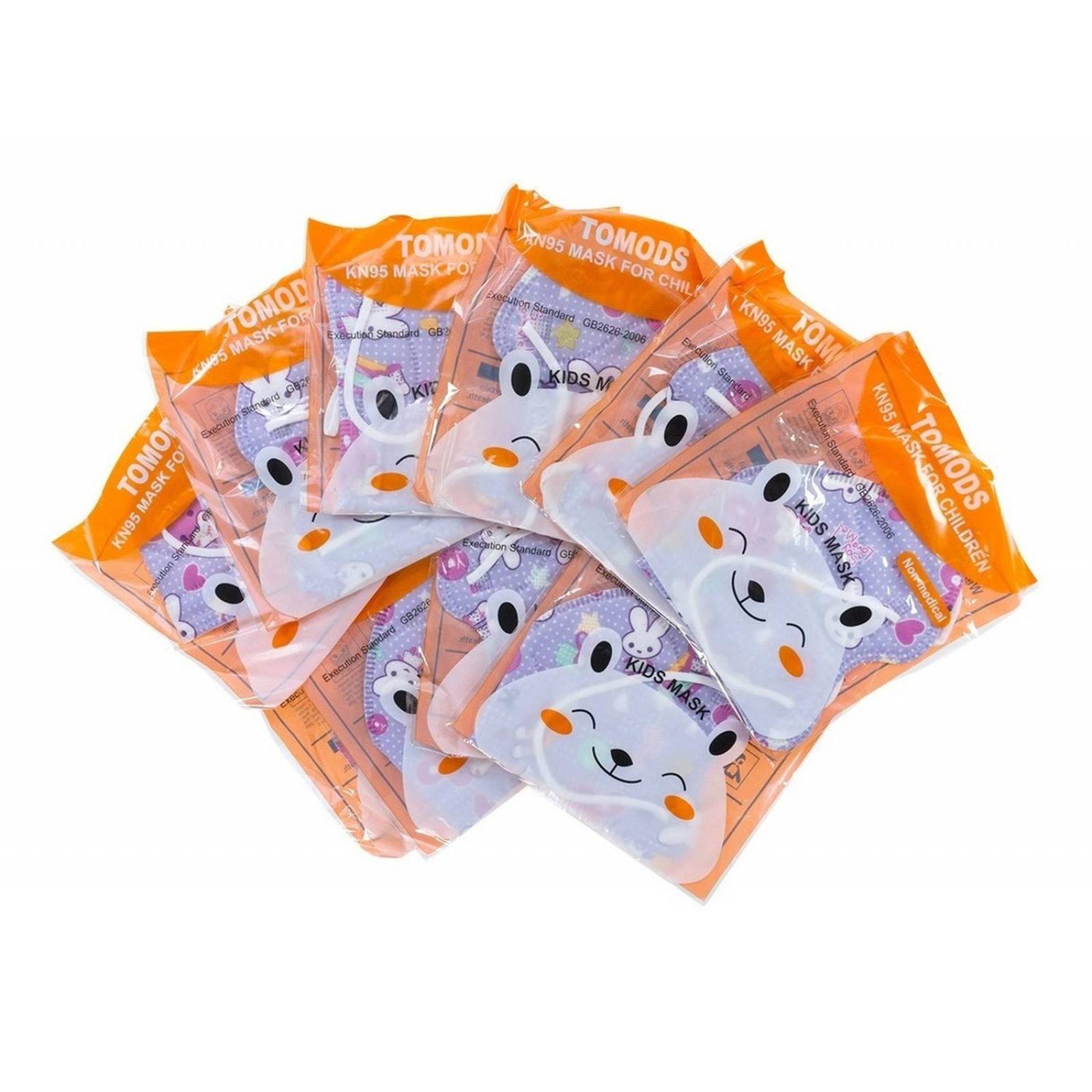 10 Cubrebocas kn95 Infantil Certificado, con 4 capas de protección, Edad sugerida 4 a 10 años. Mascarilla fabricada en polipropileno, algodon y elástico, desechable.