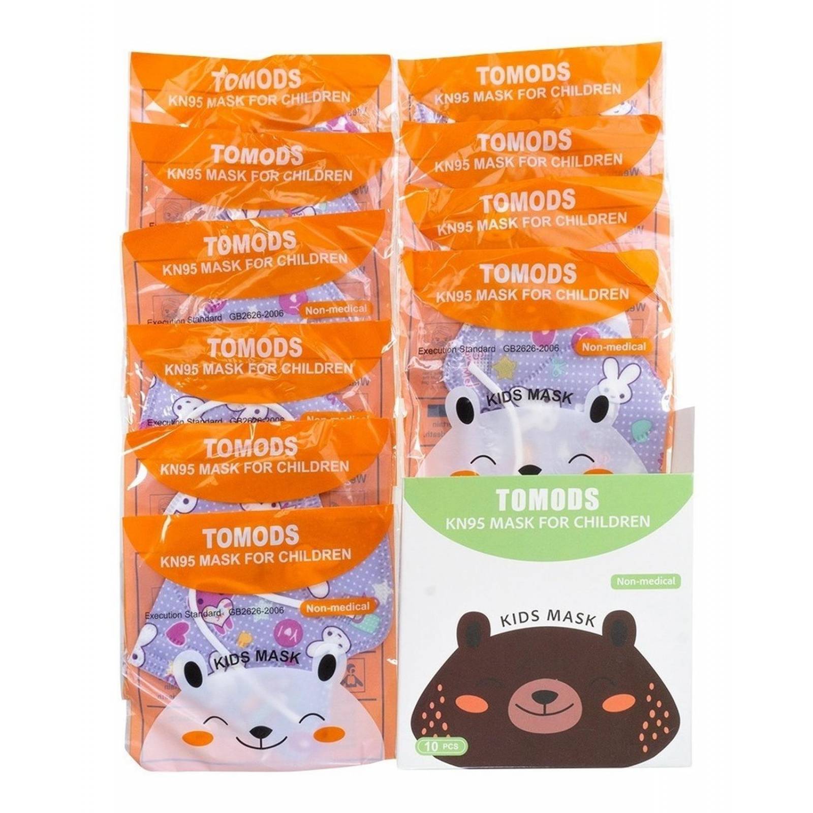 10 Cubrebocas kn95 Infantil Certificado, con 4 capas de protección, Edad sugerida 4 a 10 años. Mascarilla fabricada en polipropileno, algodon y elástico, desechable.