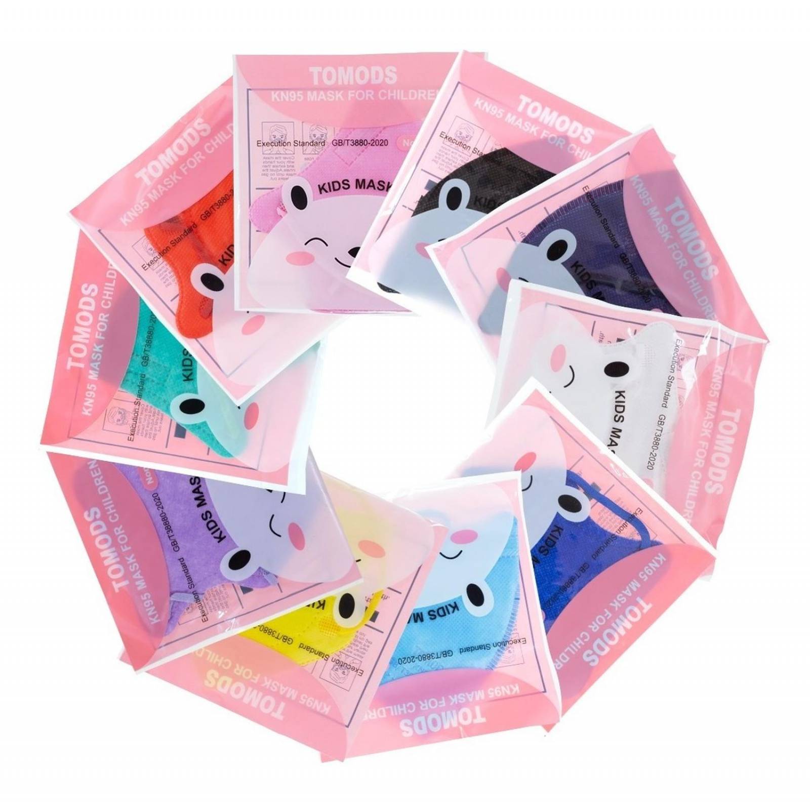Kn95 Mascarillas Cubrebocas Infantil Caja10pz Colores Tomods Colores mixto