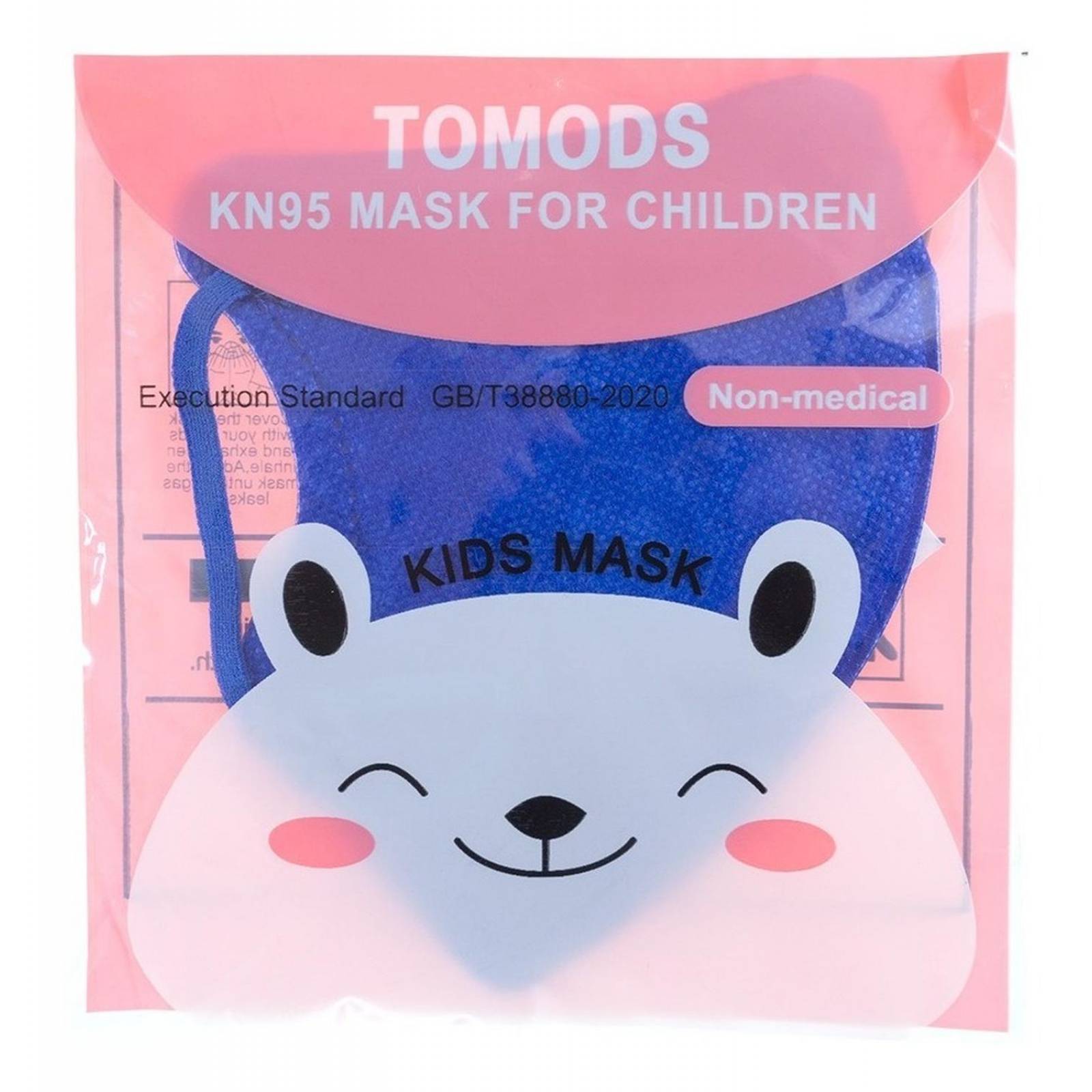 Kn95 Mascarillas Cubrebocas Infantil Caja10pz Colores Tomods Azul Rey.