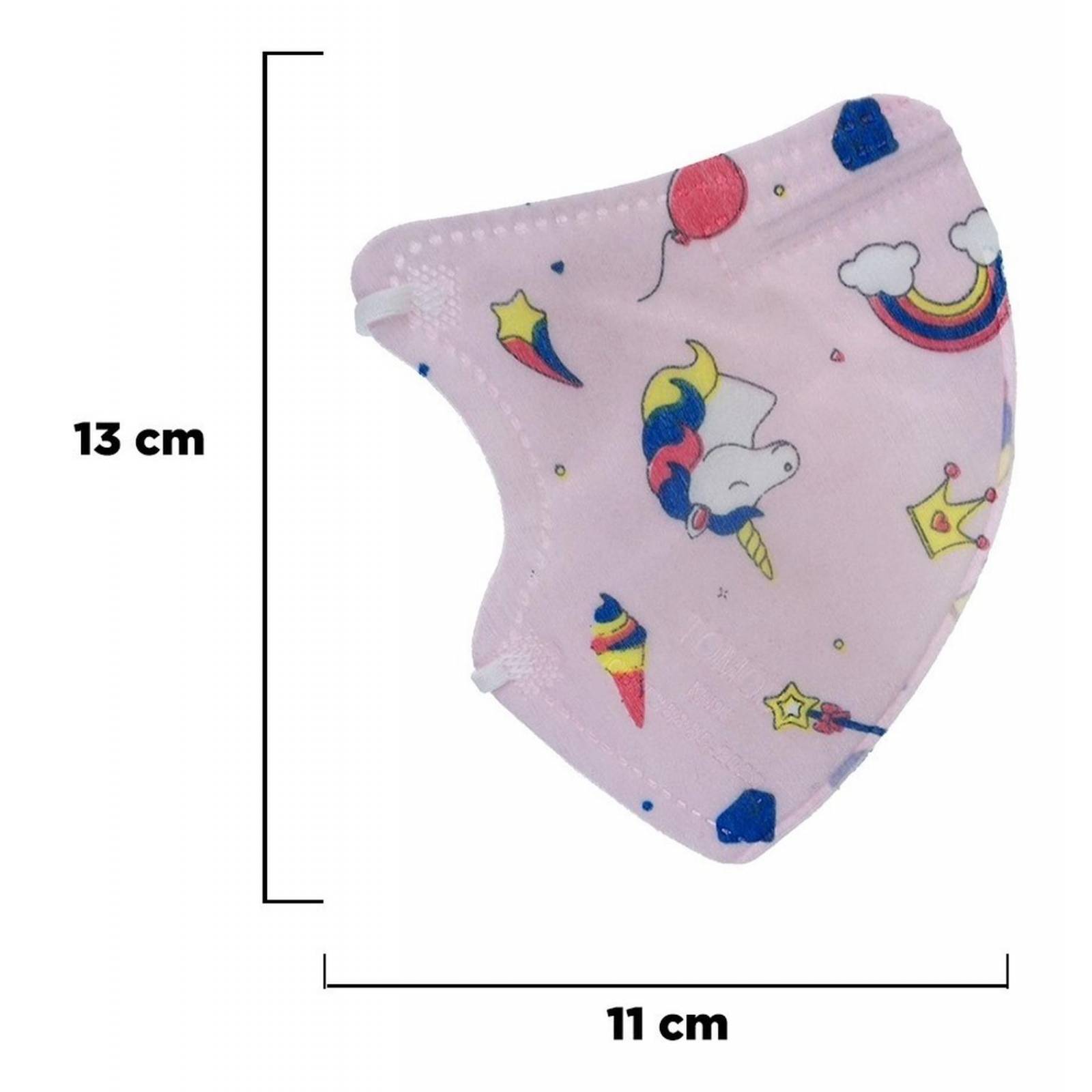 10 Cubrebocas kn95 Infantil Certificado, con 4 capas de protección, Edad sugerida 4 a 10 años. Mascarilla fabricada en  polipropileno, algodon y elástico, desechable.